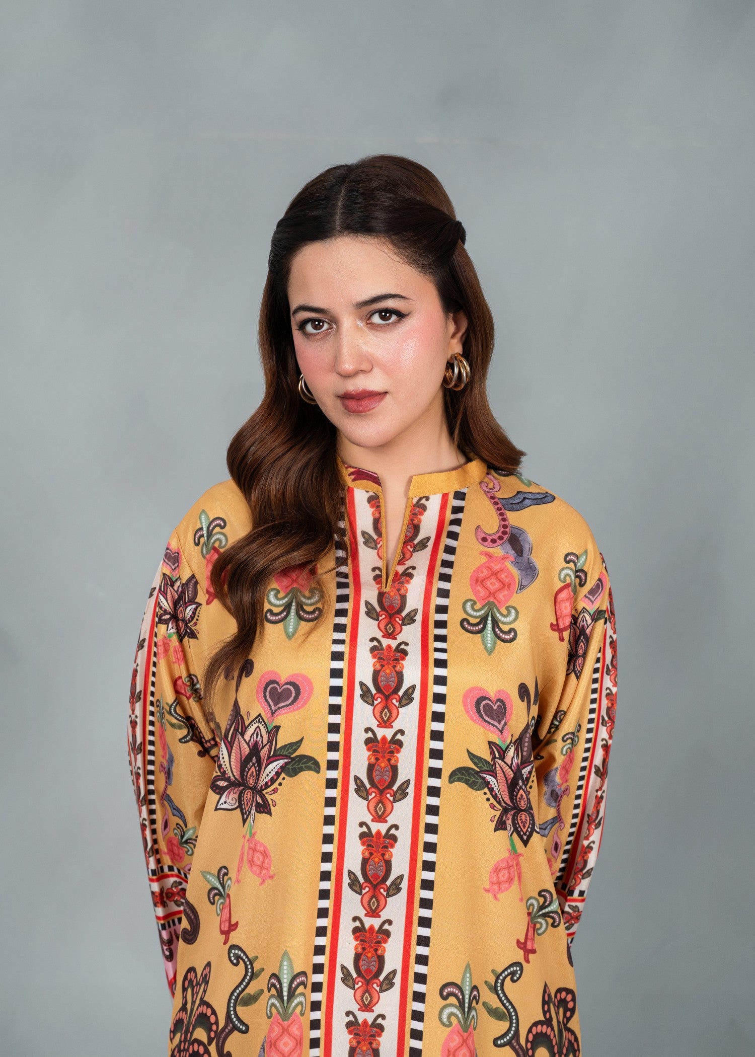 poly lawn Co Ord Sets in Beige, yellow