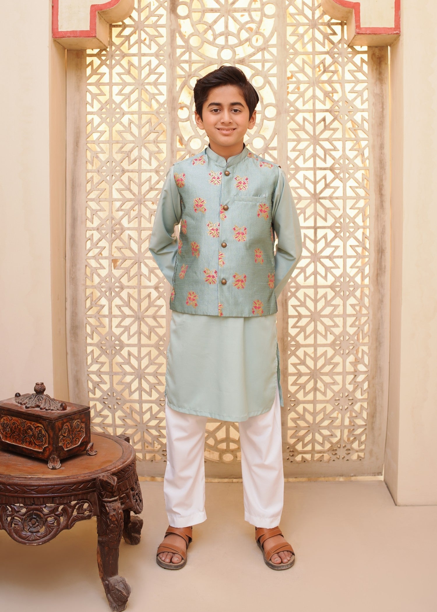 raw silk Waistcoat in Blue