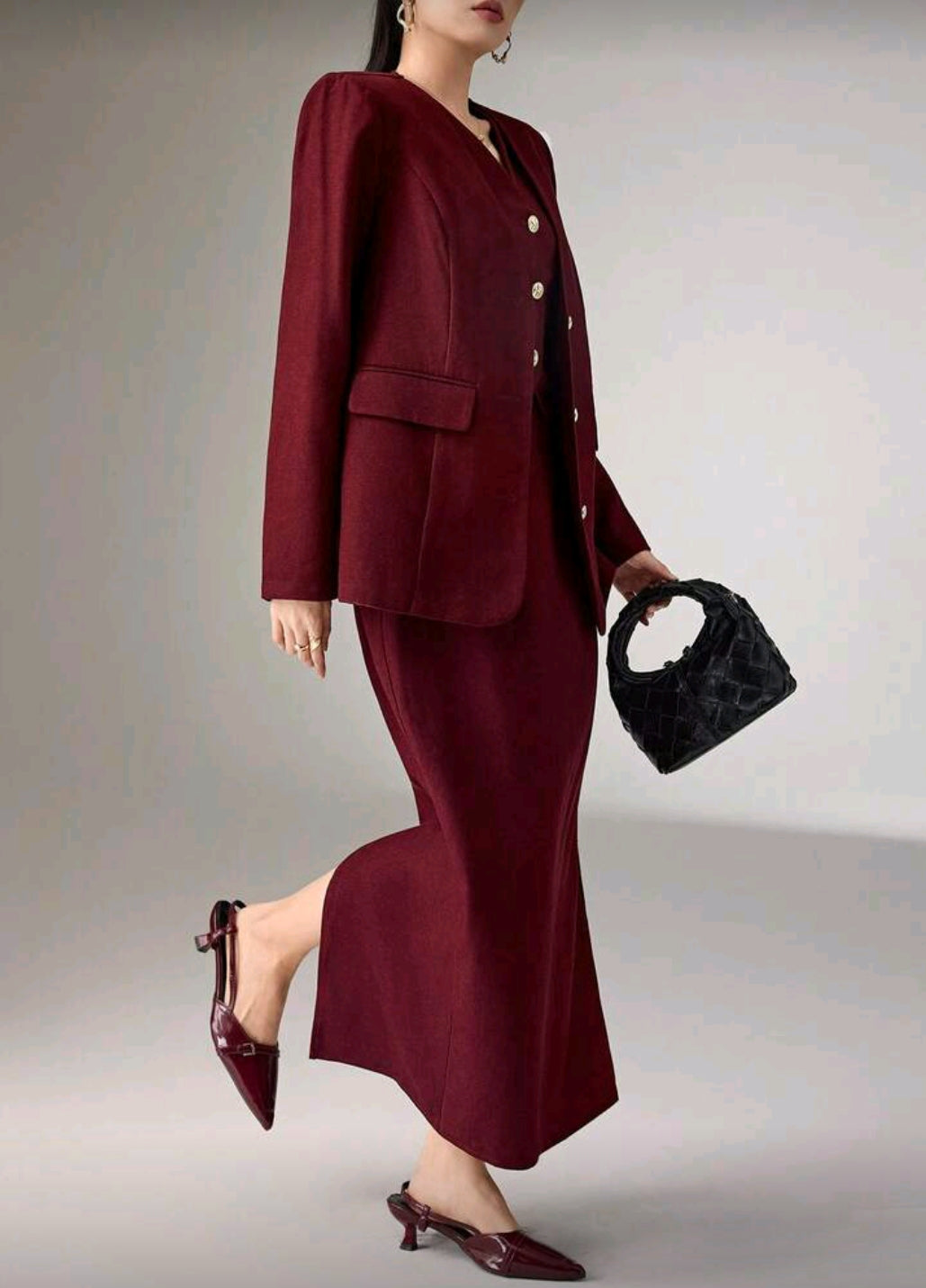 polyester Suits in Burgundy