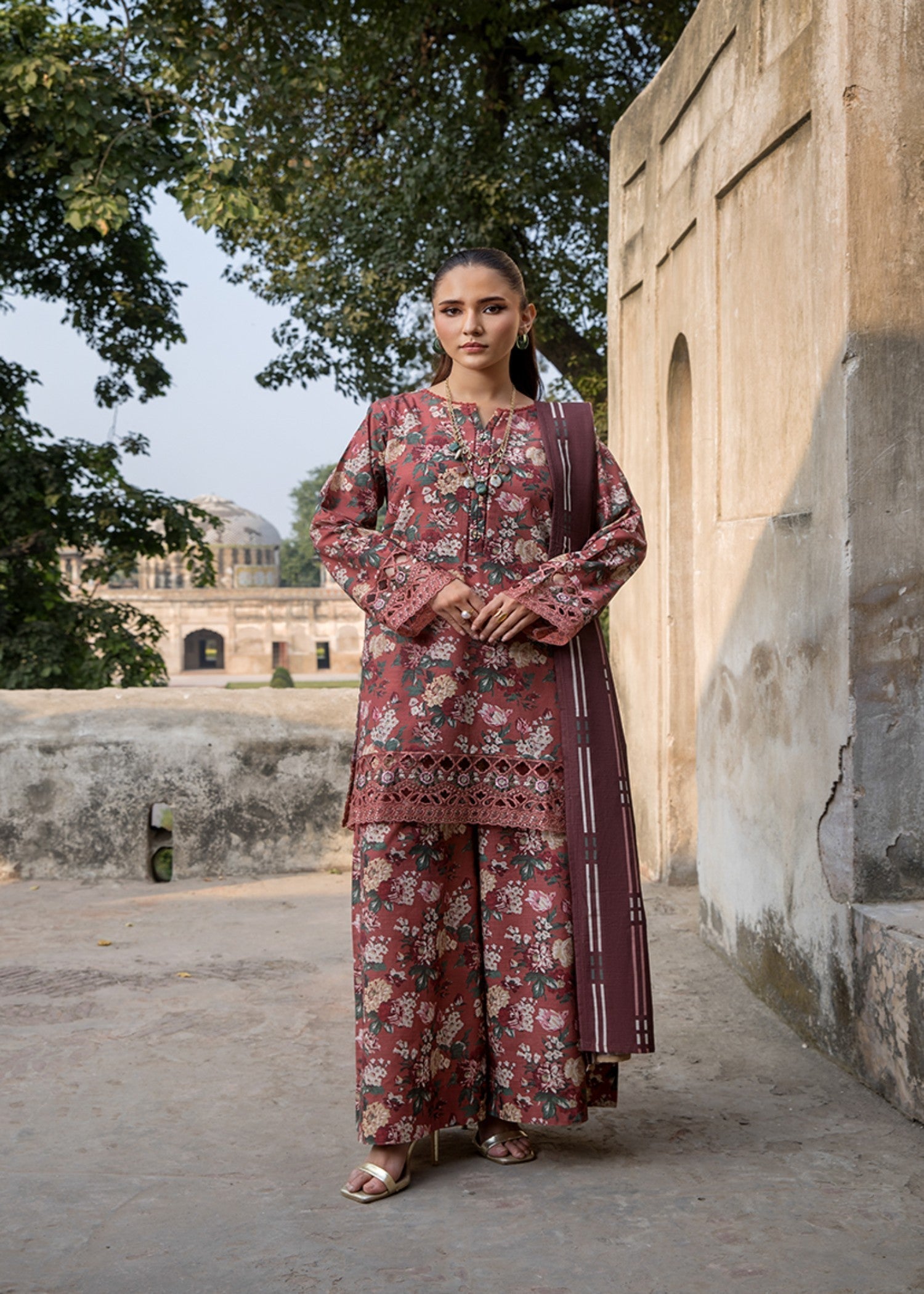 khaddar Kurta Set in Brown