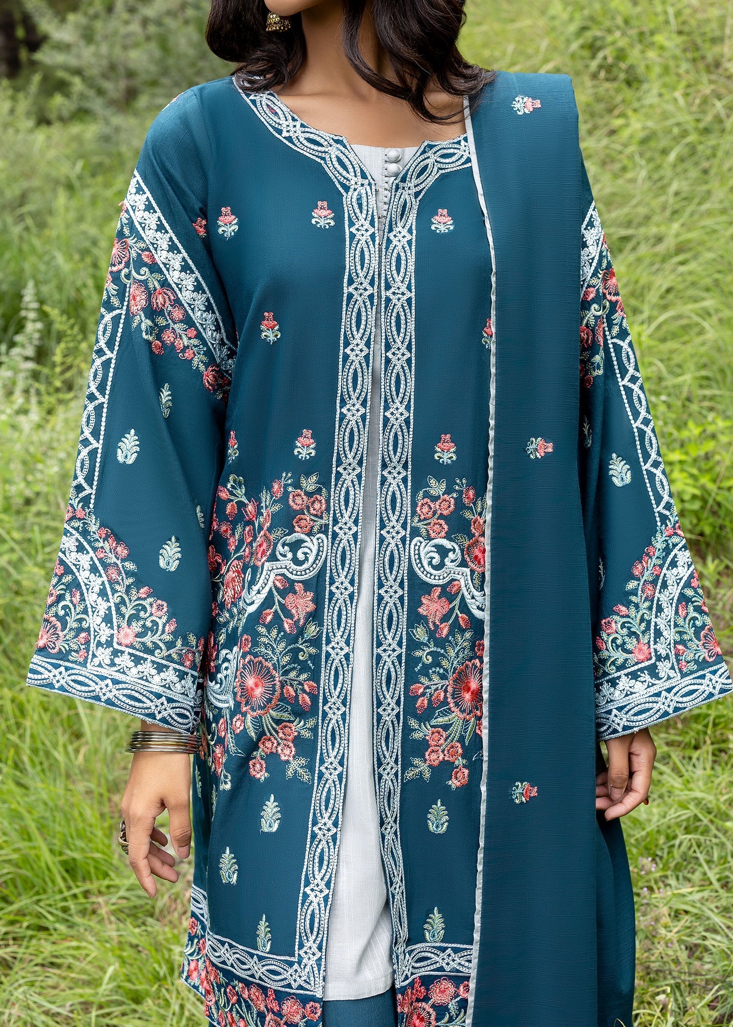khaddar Jacket in Teal