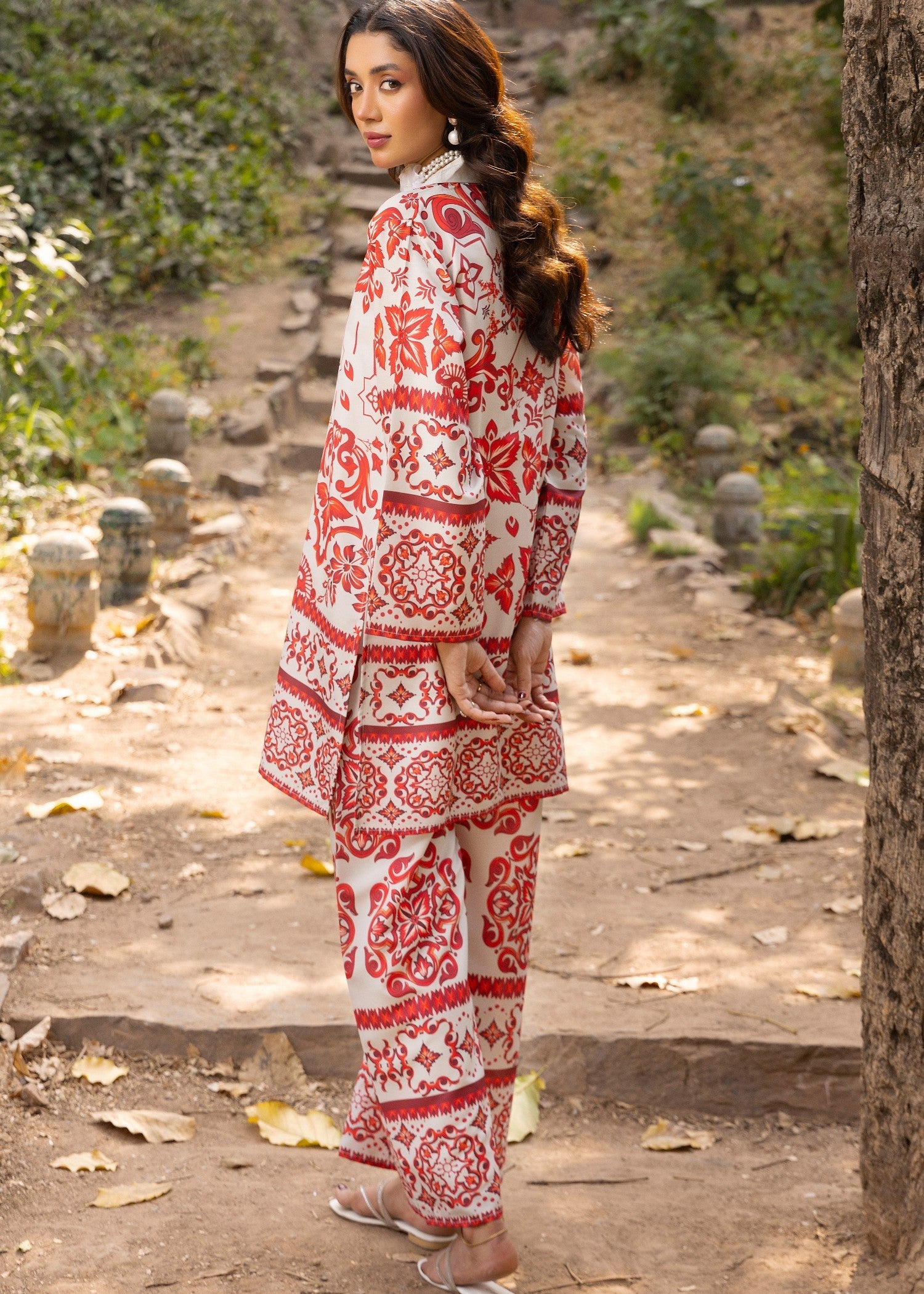 lawn Co Ord Sets in White, red