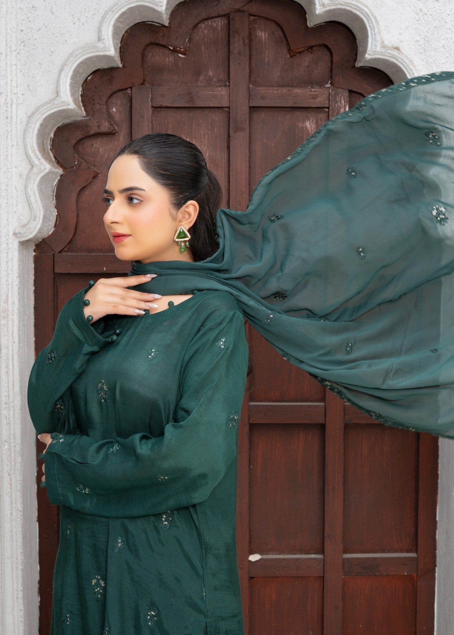 cotton Kurta Set in Green