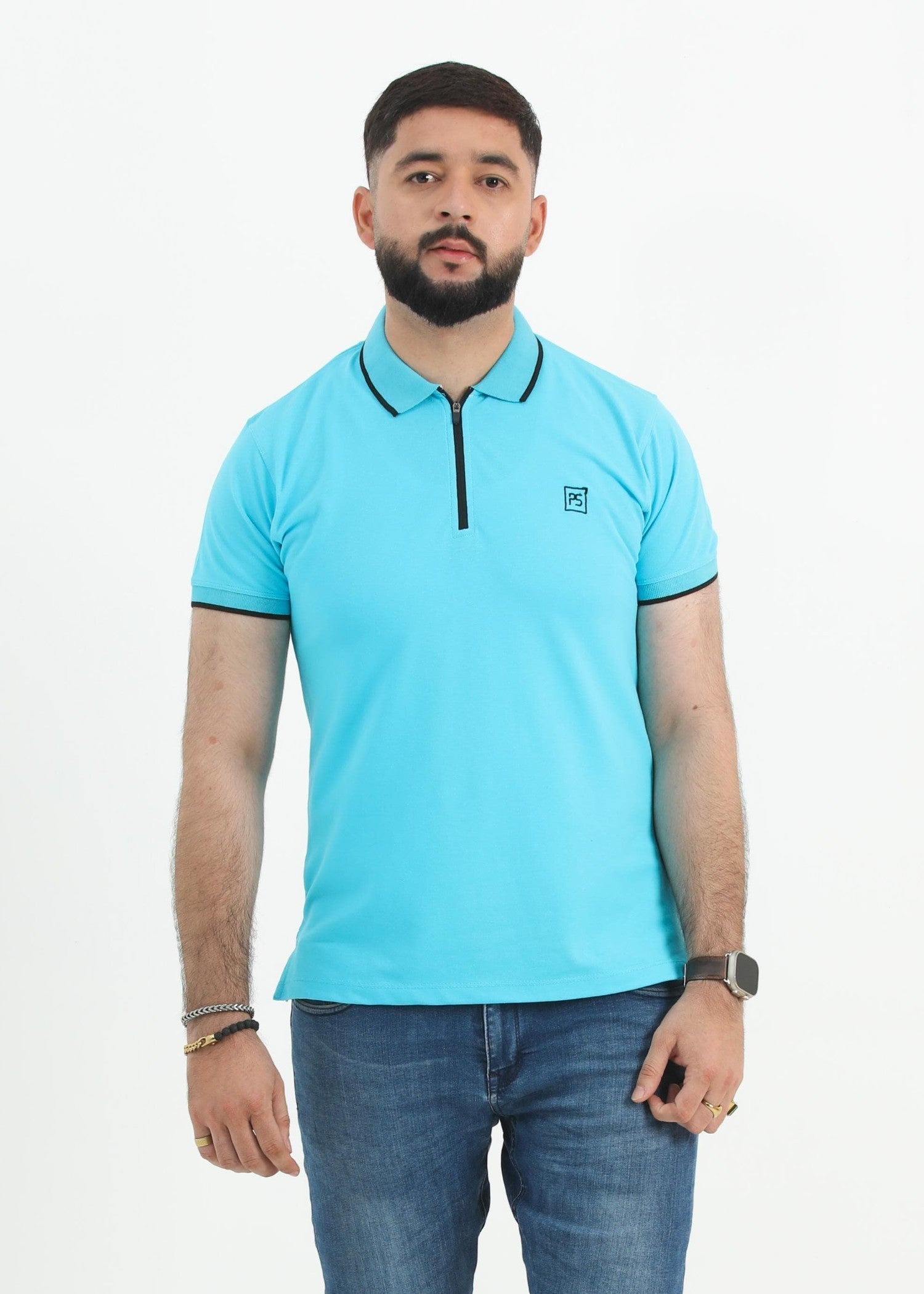 porque/pique Polo Shirt in Aquamarine