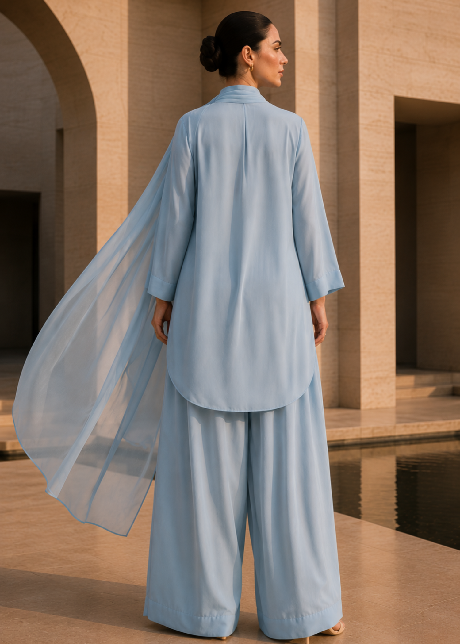 pure cotton Kurta Set in Cloud blue