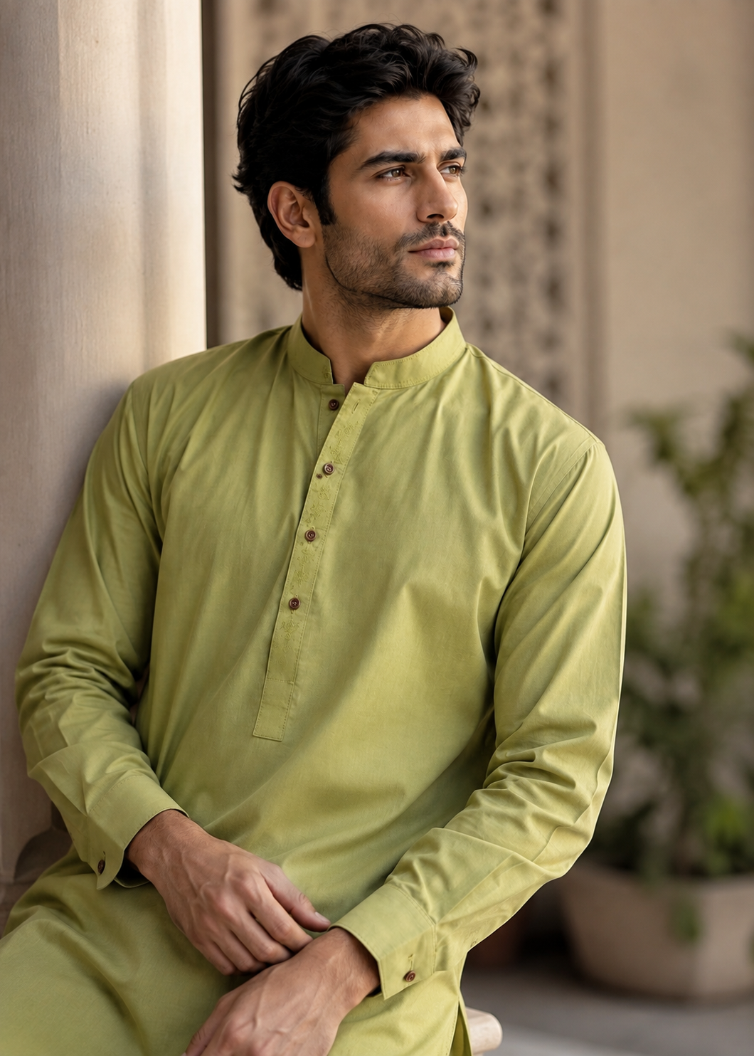 wash & wear Kurta Set in Pistachio green
