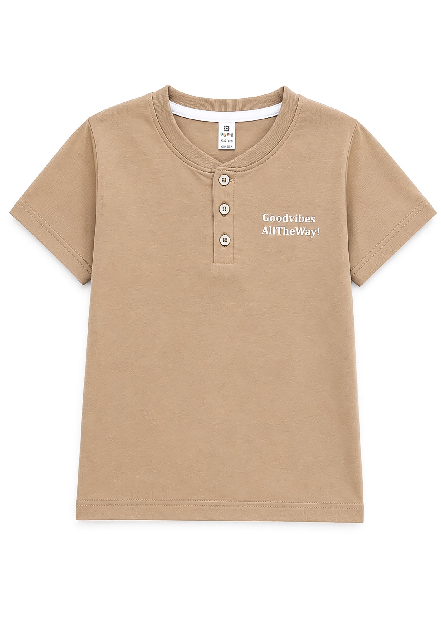 cotton jersey T Shirt in Camel brown
