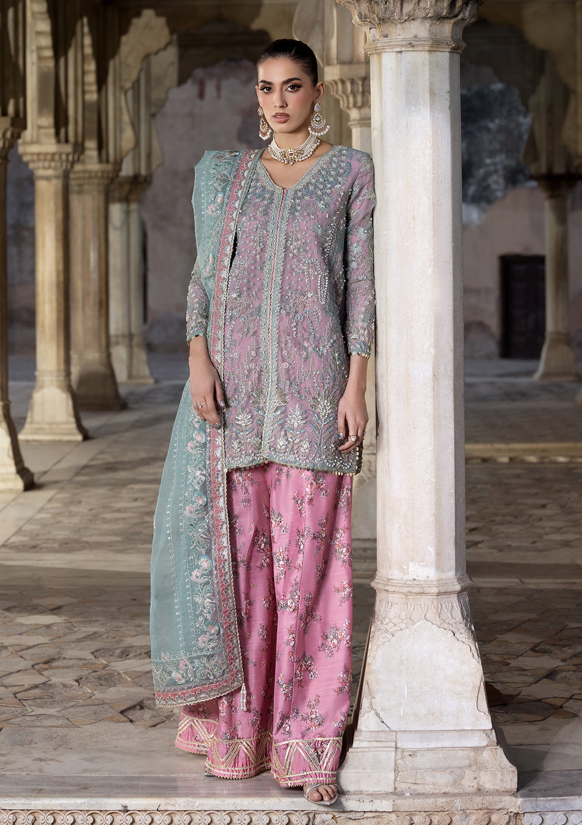 organza Sharara in Pink