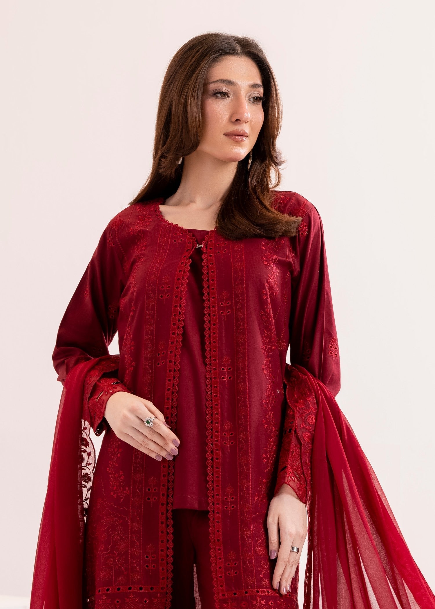 lawn Gown in Maroon