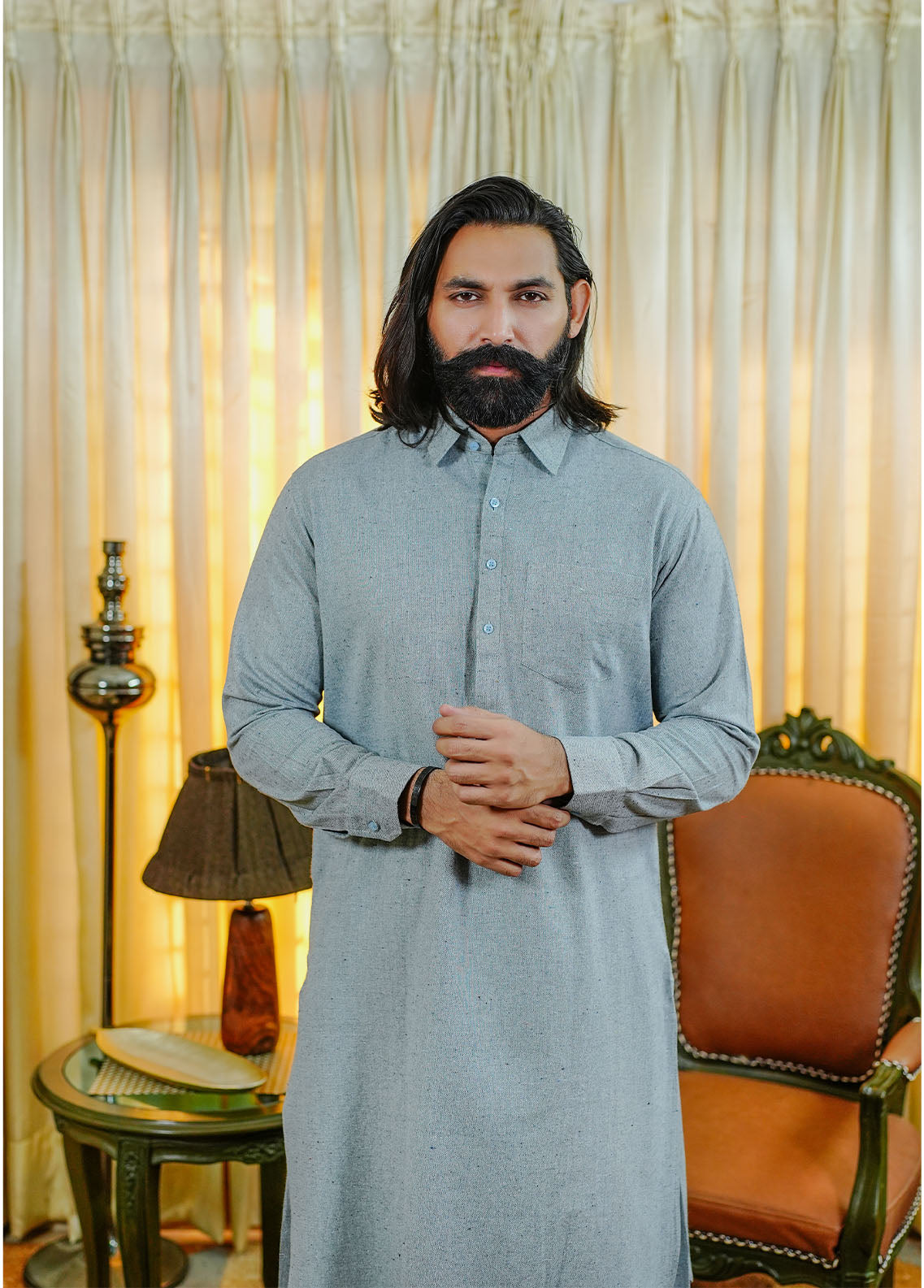 wool viscose Shalwar Kameez in Powder blue