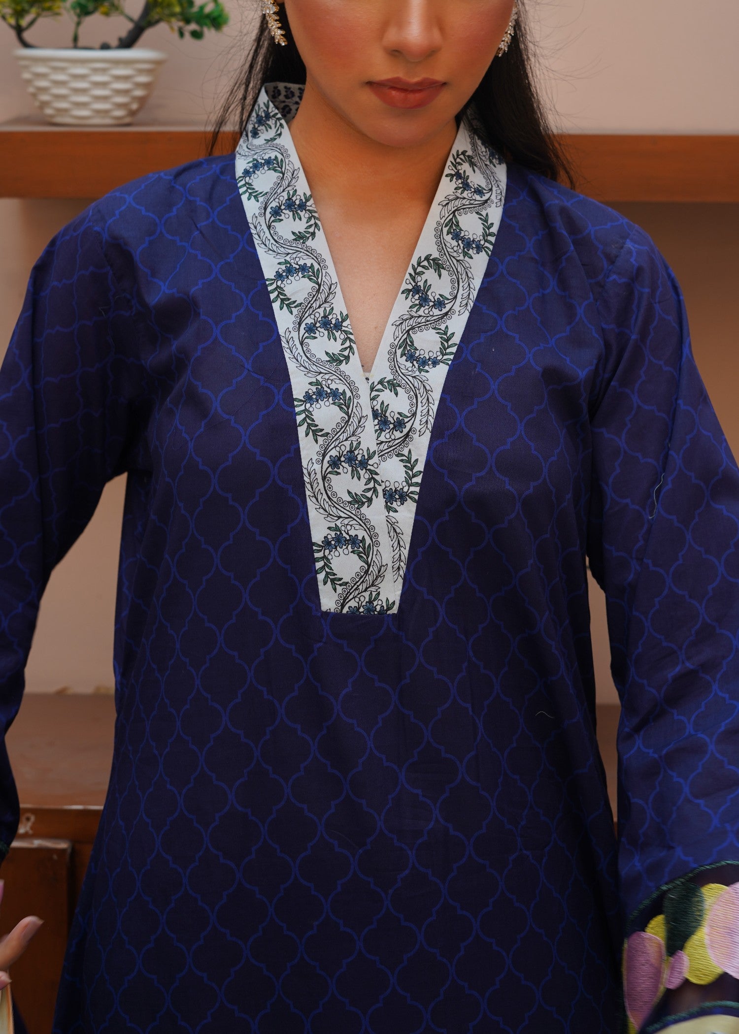 lawn Kurta Set in Indigo