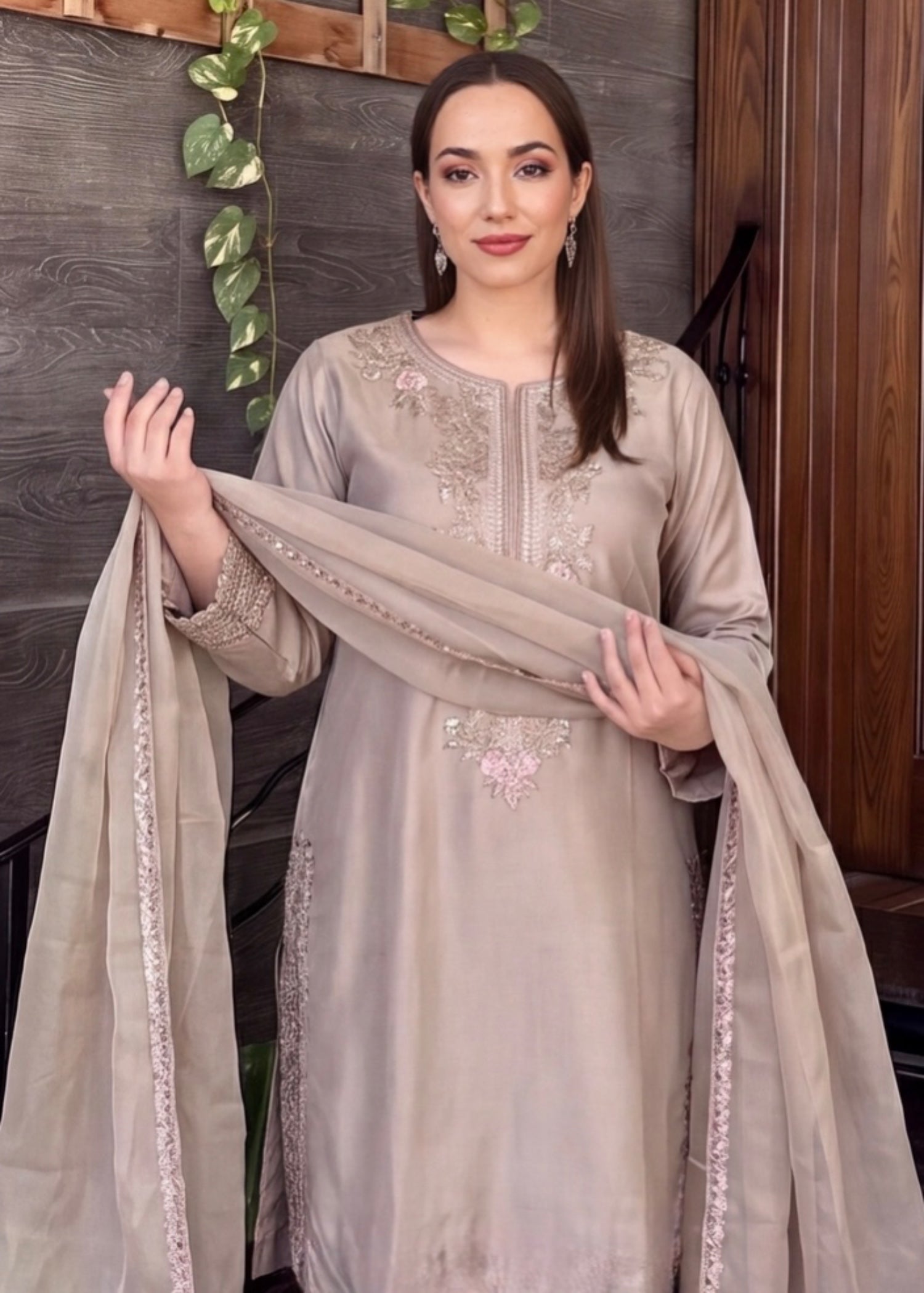 silk Kurta Set in Grey