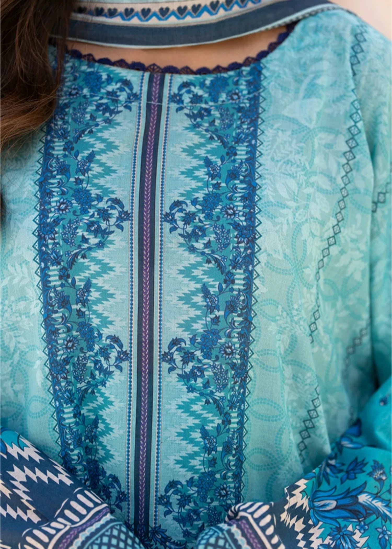 lawn Unstitched in Ocean blue