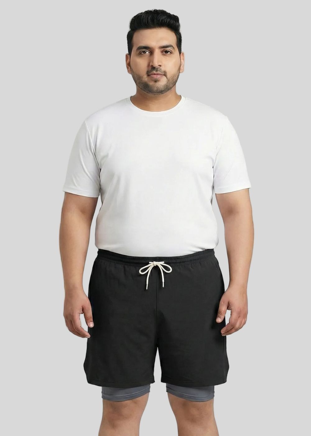 polyester Shorts in Black, grey