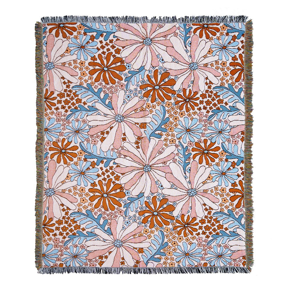 Vintage Floral Jacquard Throw Blanket for Versatile Comfort