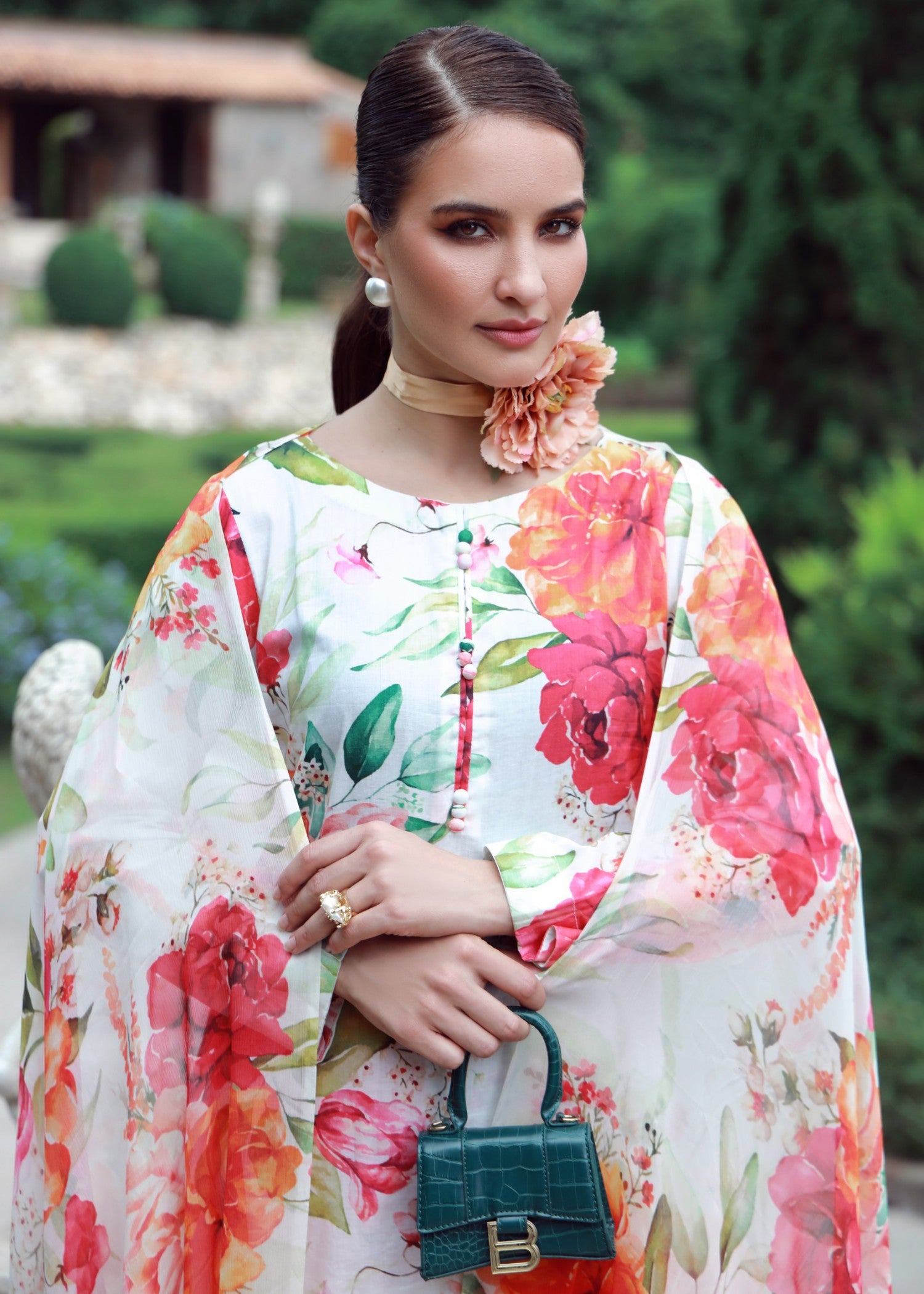 lawn Sharara in White
