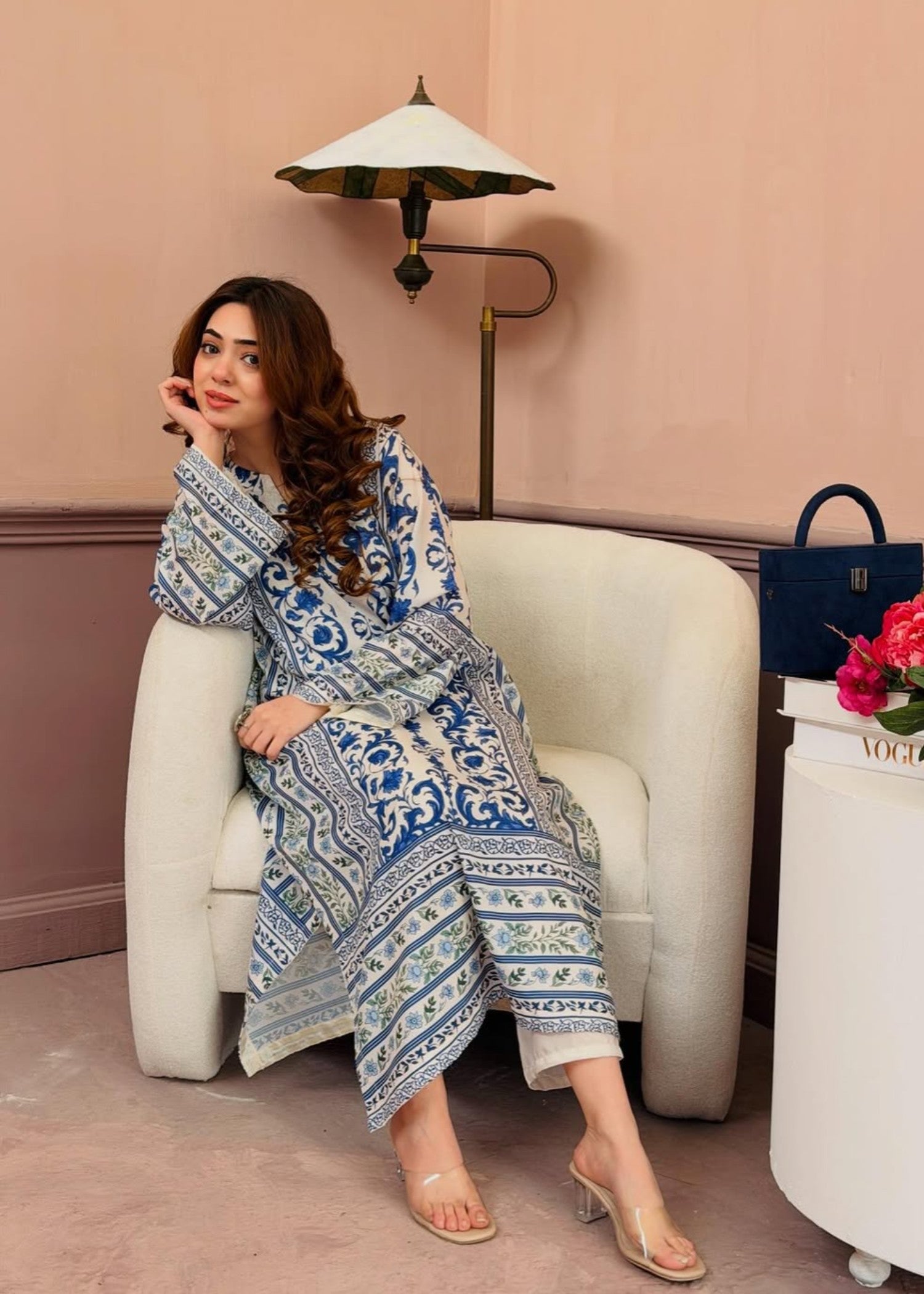 poly grip silk Kurta Set in Multi