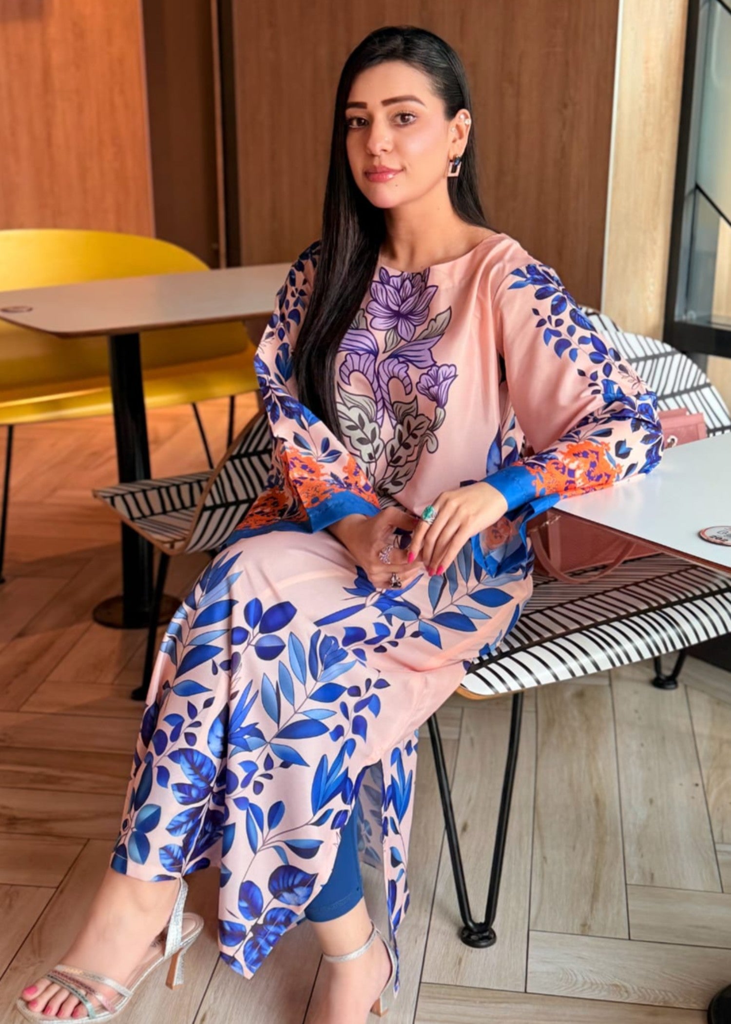 grip Kaftan in Peach pink