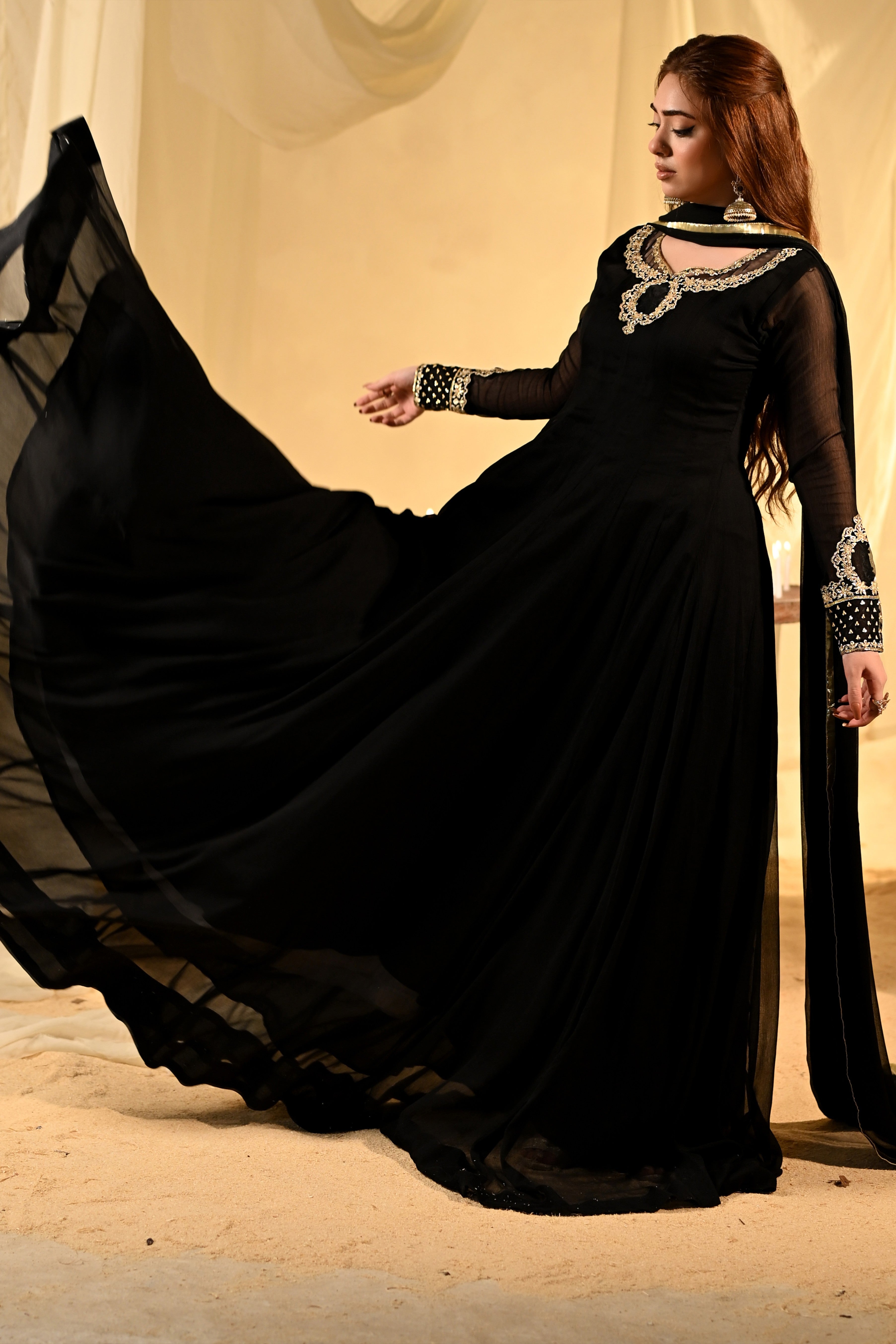 chiffon Maxi in Jet black