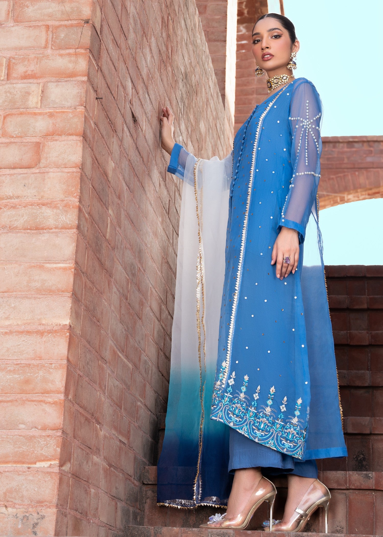 organza Gown in Blue