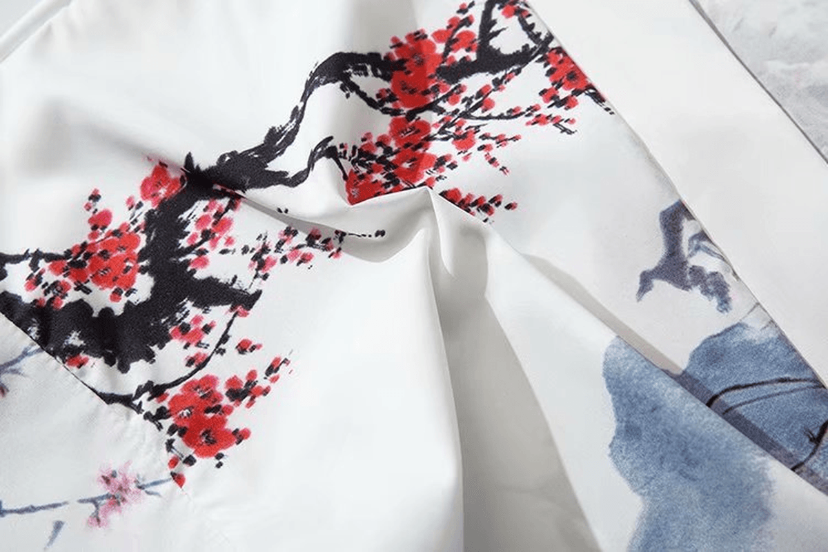 Source Japanese Ukiyo-E Road Robe Kimono Three-Quarter Sleeve Loose Unbuttoned Trendy Cloak Shirt Jacket