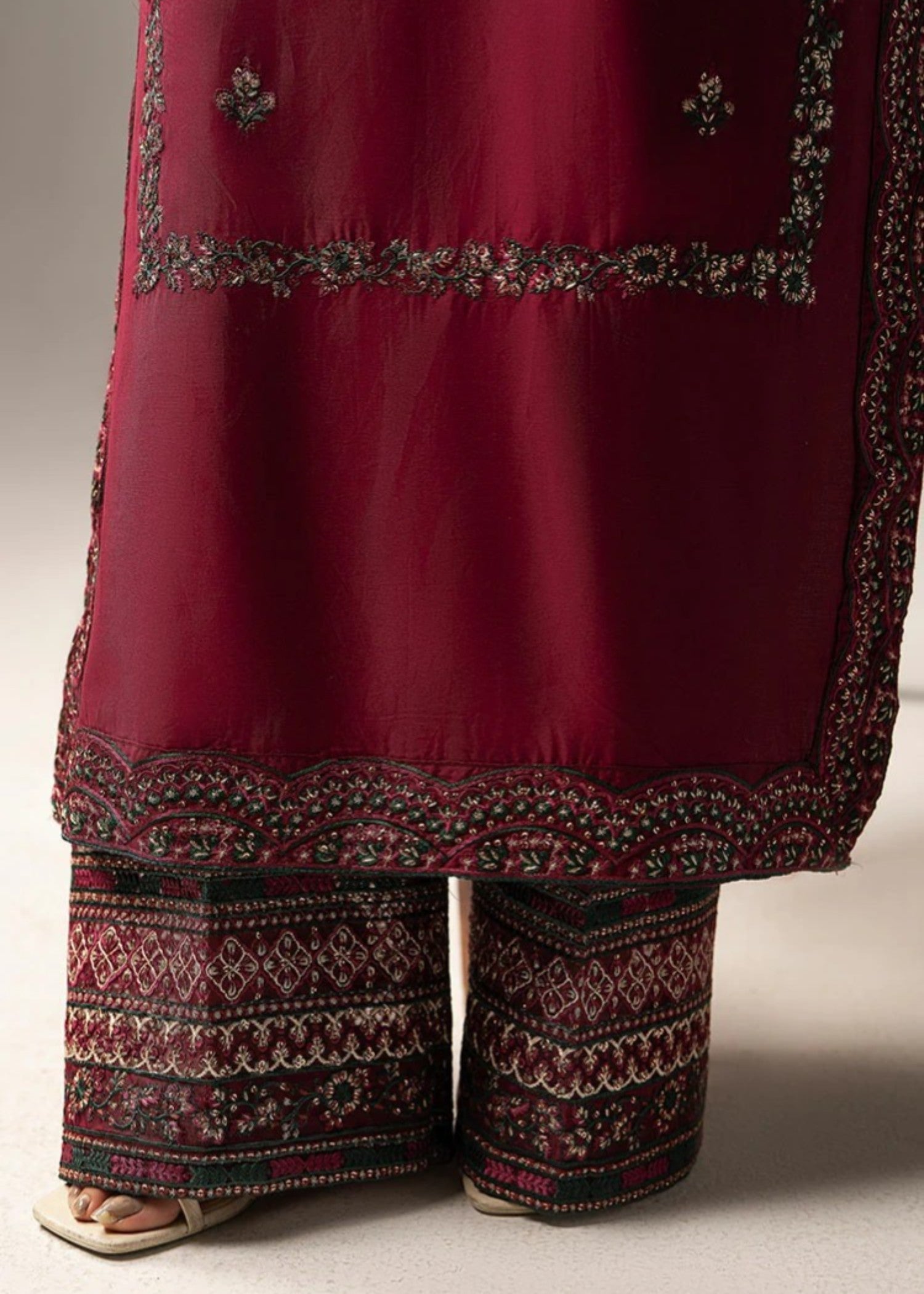 blended satin Kurta Set in Maroon
