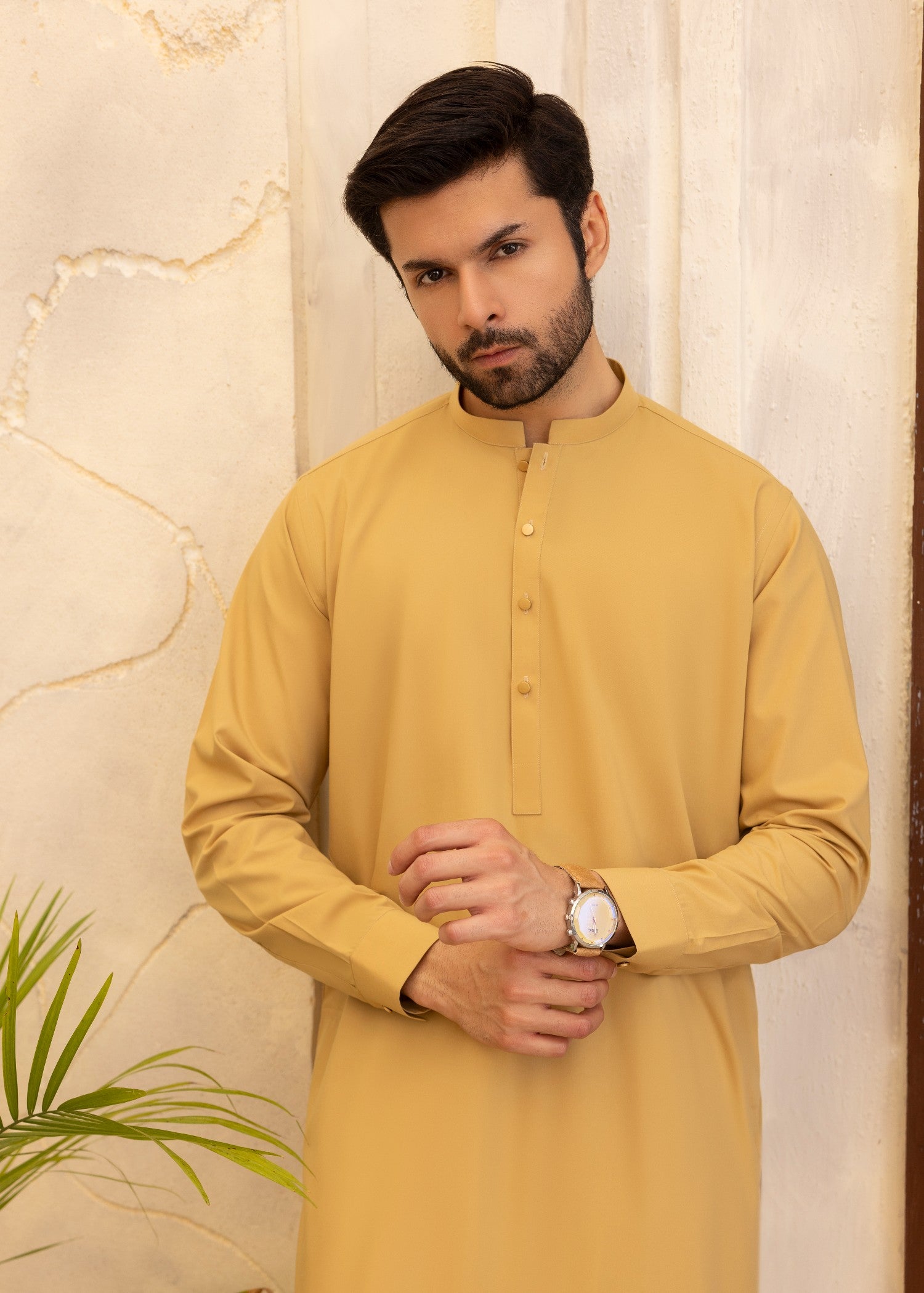 wash & wear Shalwar Kameez in Mustard by Black Pearl