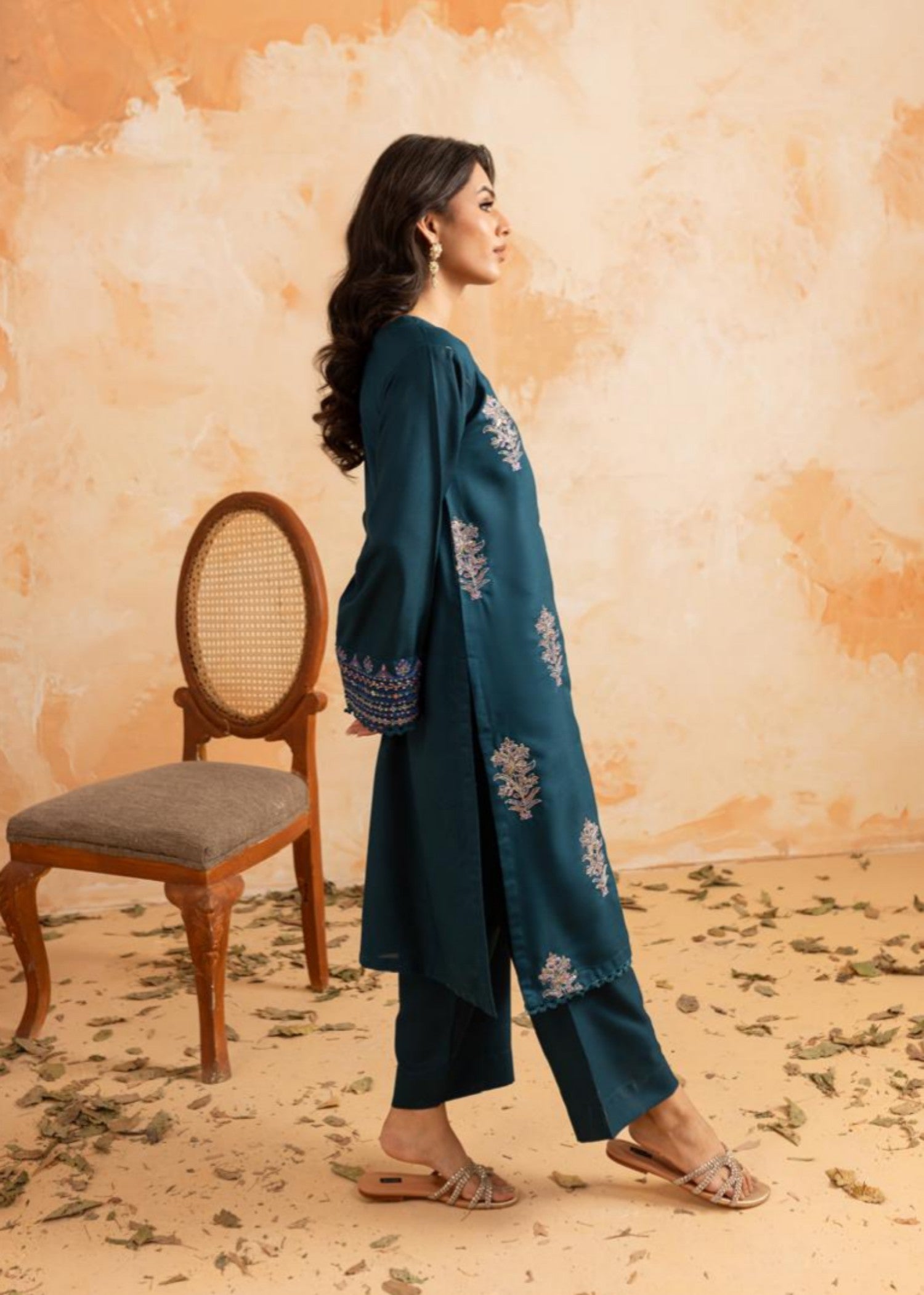 lawn Kurta Set in Eucalyptus green
