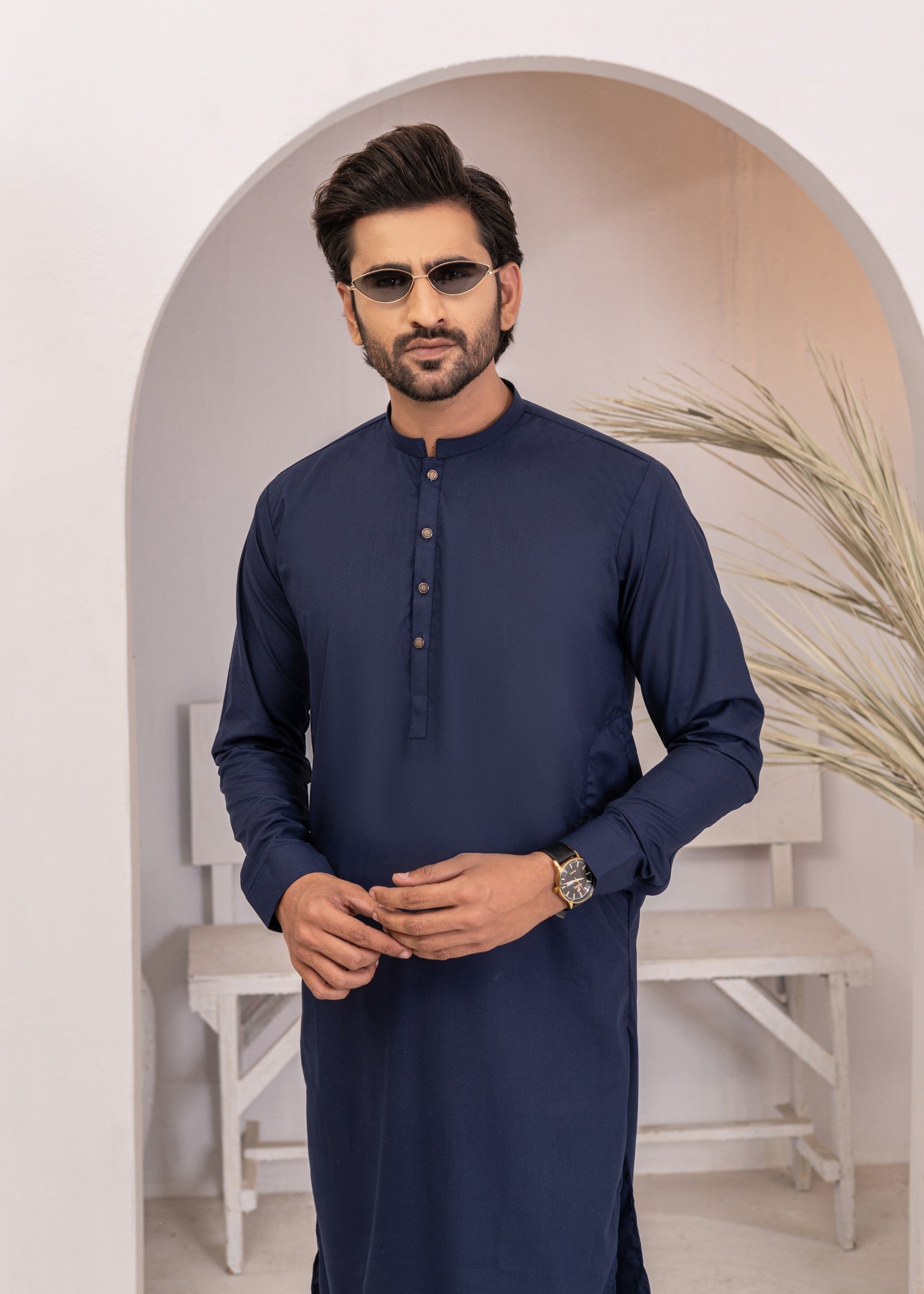 wash & wear Shalwar Kameez in Midnight blue