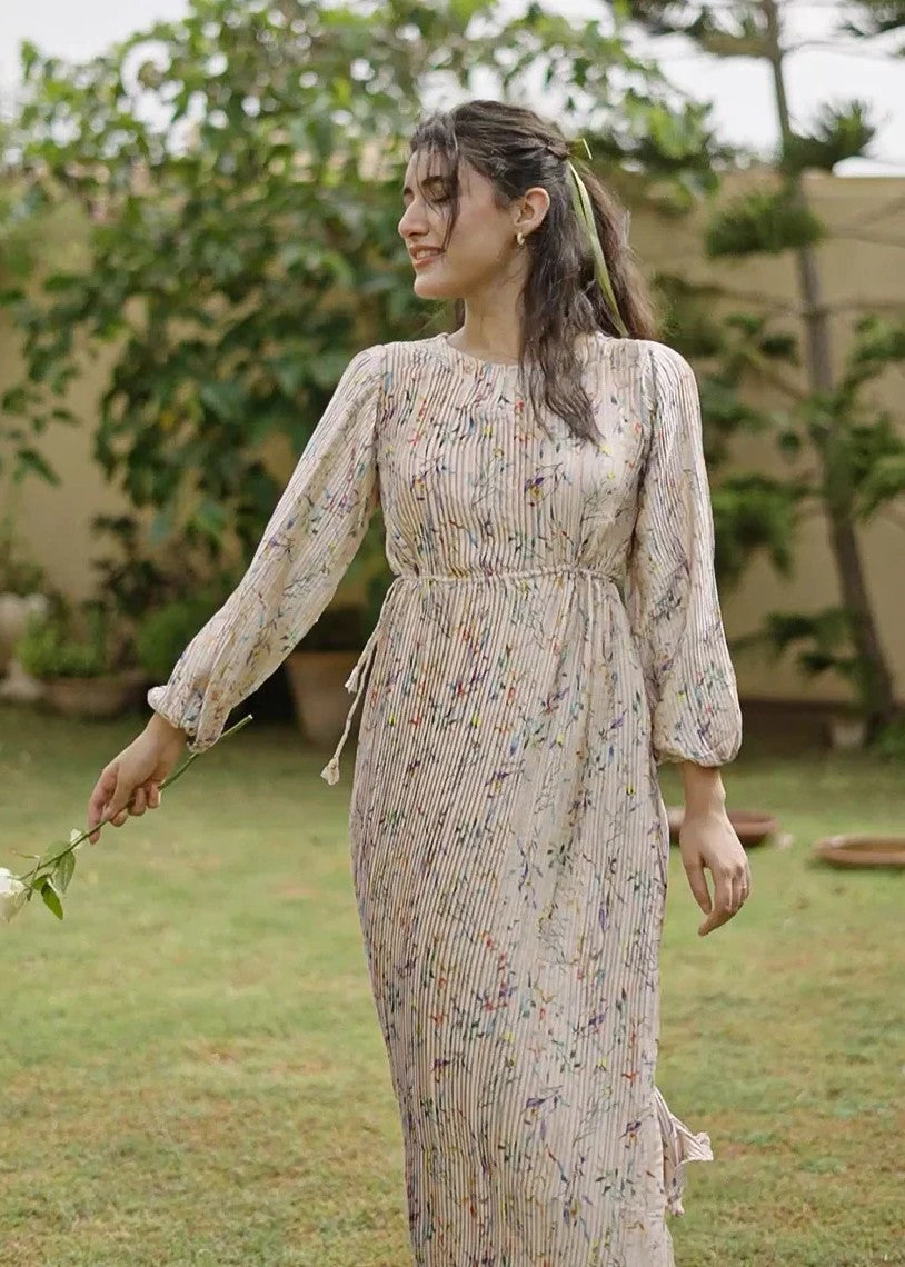 silk Dress in Beige