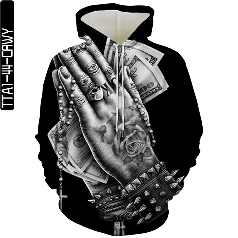 Harajuku Style European and American Trend Digital Printing Hoodie Men