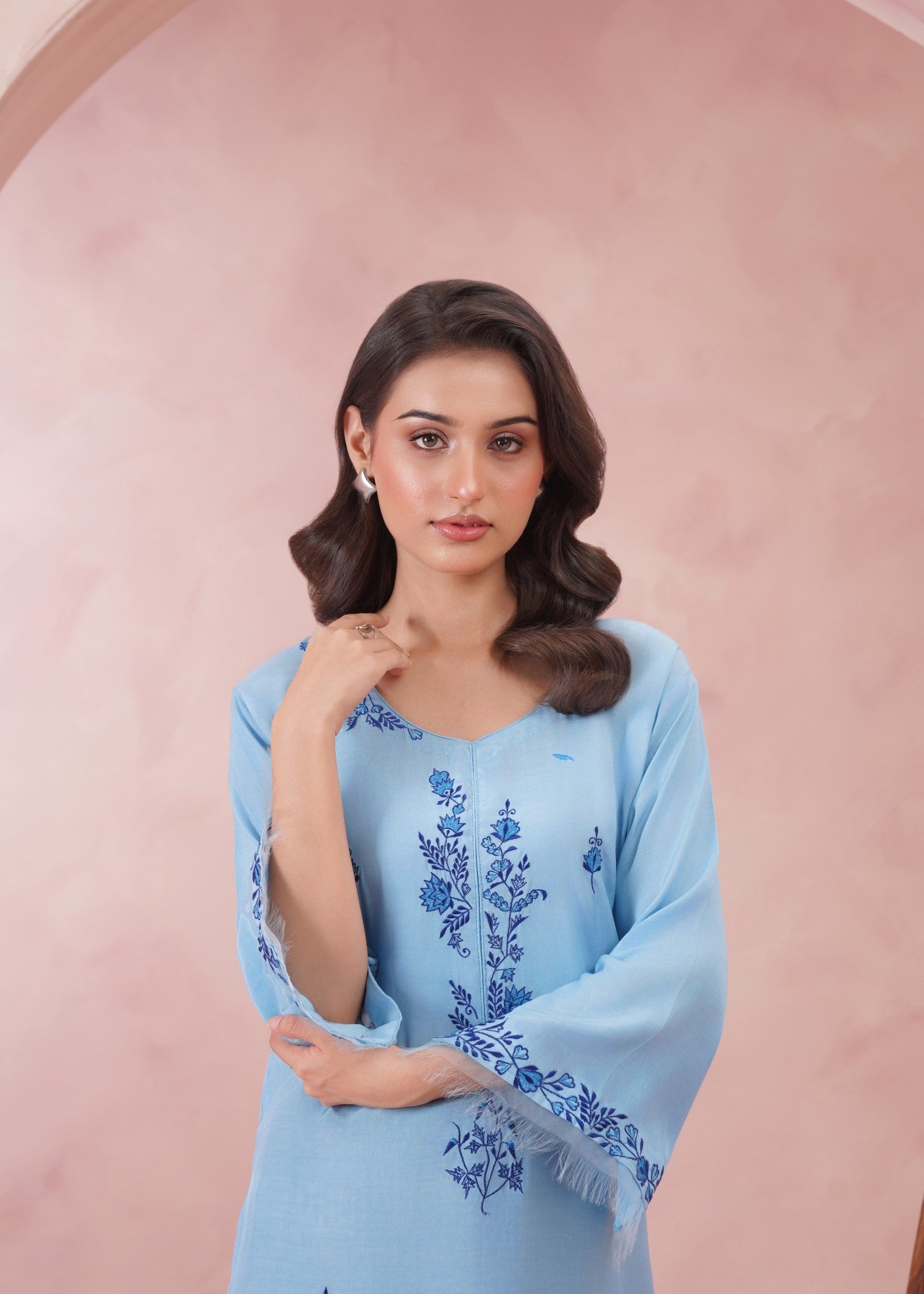 cotton silk Kurti in Light blue