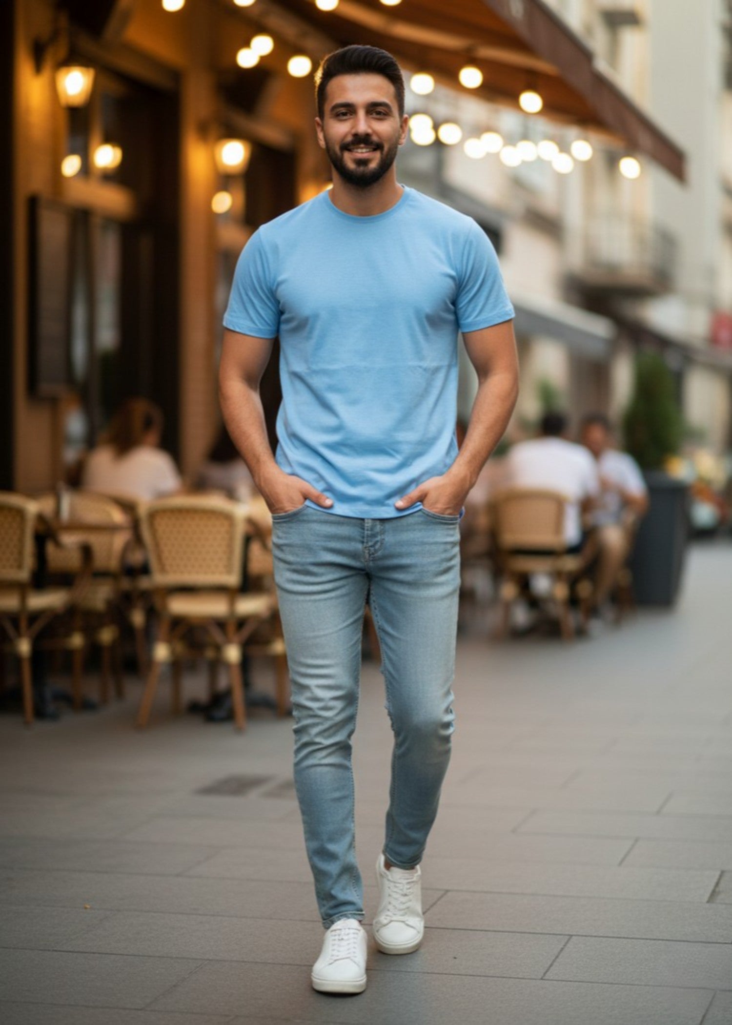 polycotton T Shirt in Blue