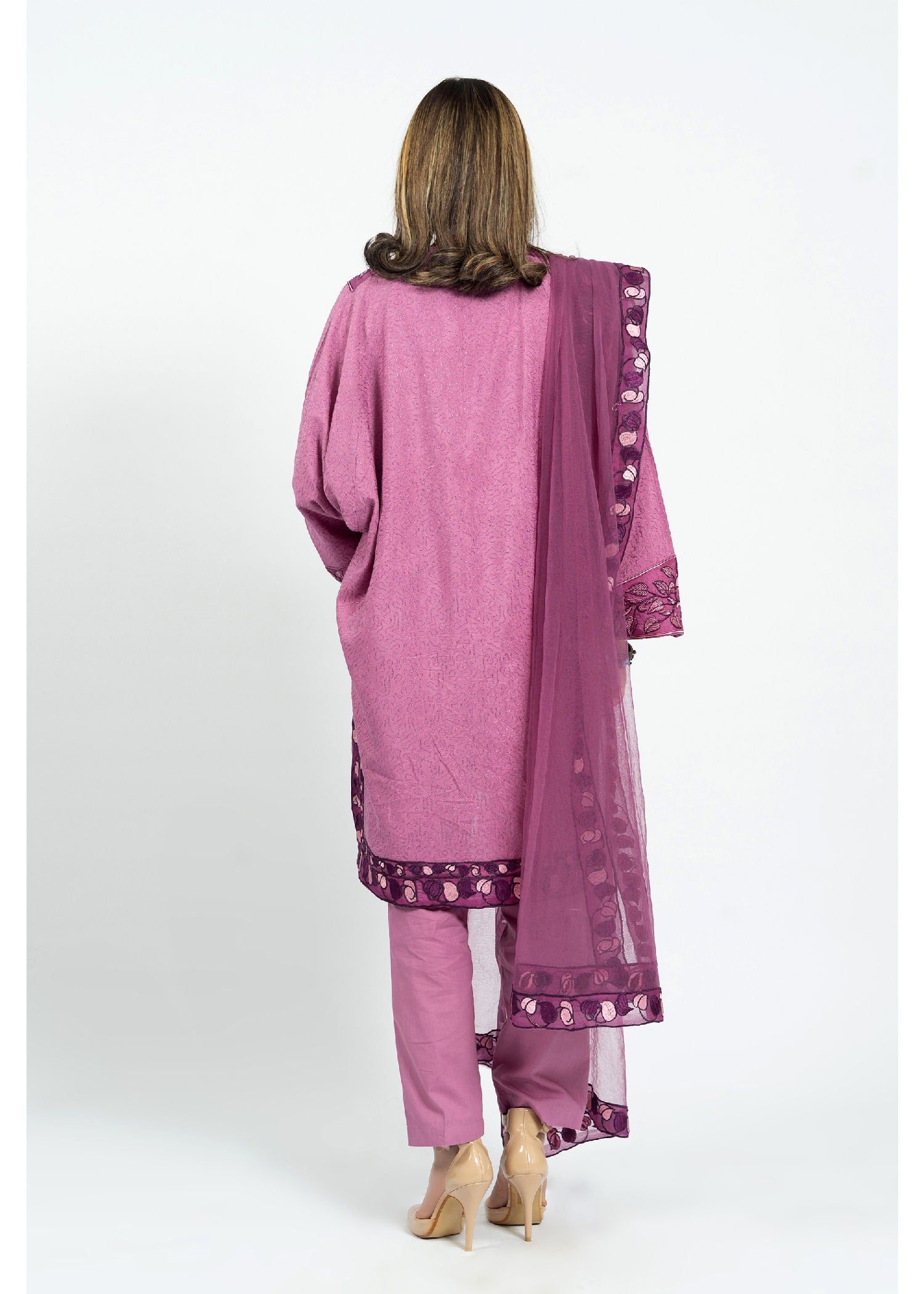 cotton net Kurta Set in Purple