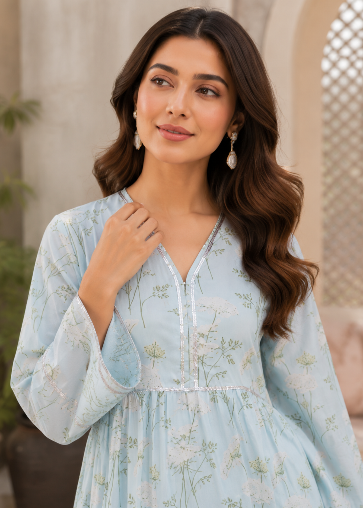 poly viscose Maxi in Sky