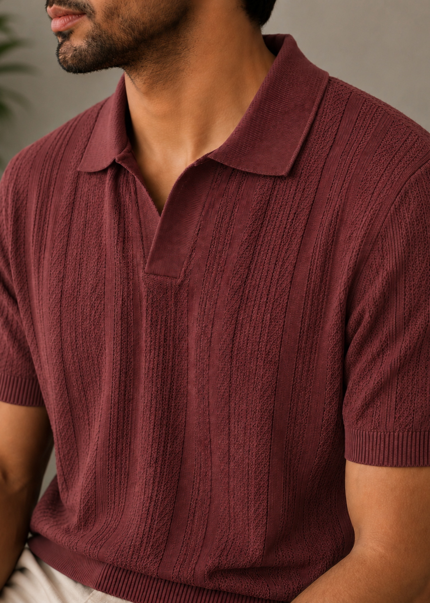 cotton jersey Polo Shirt in Burgundy