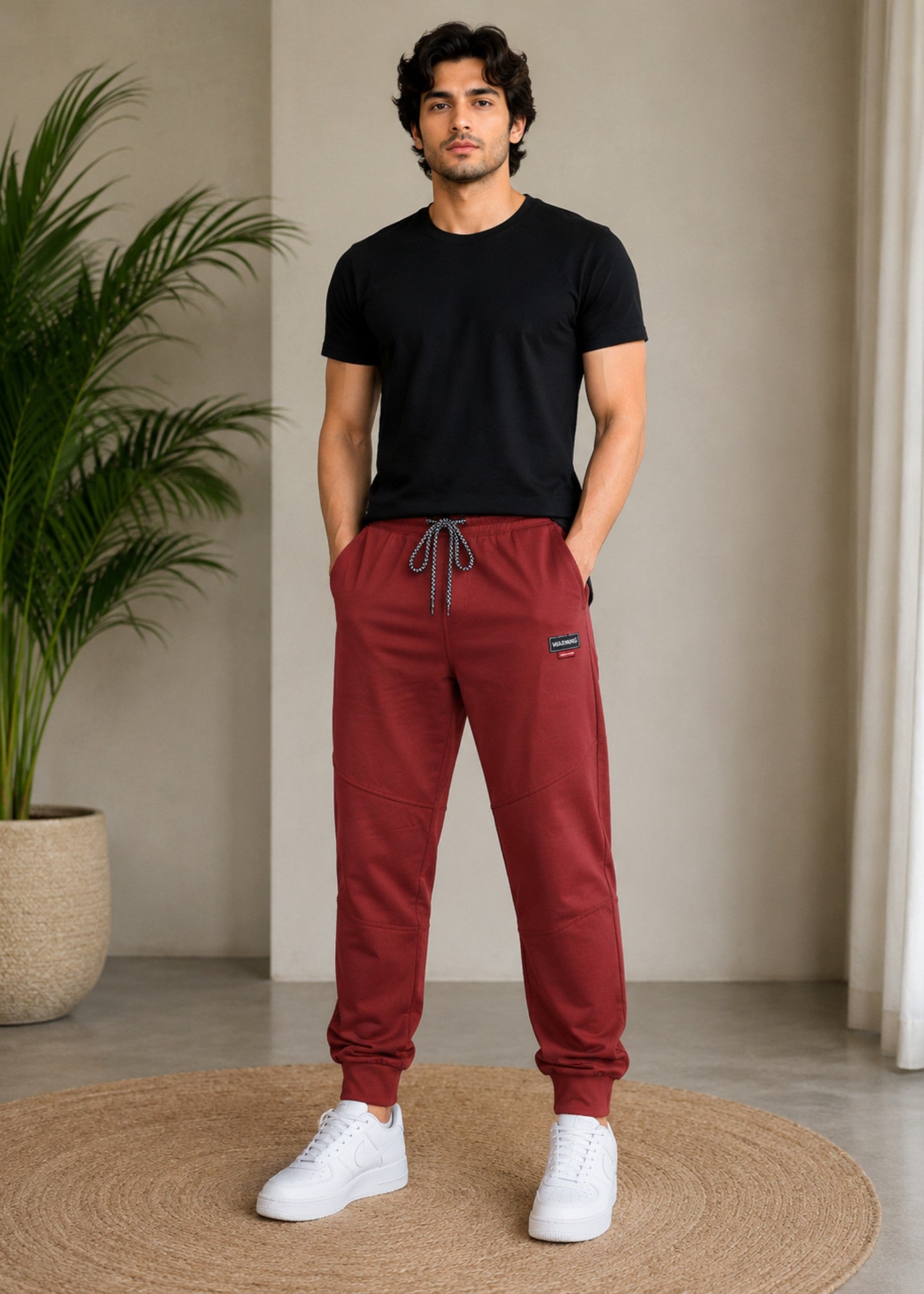 cotton Trousers in Burnt red