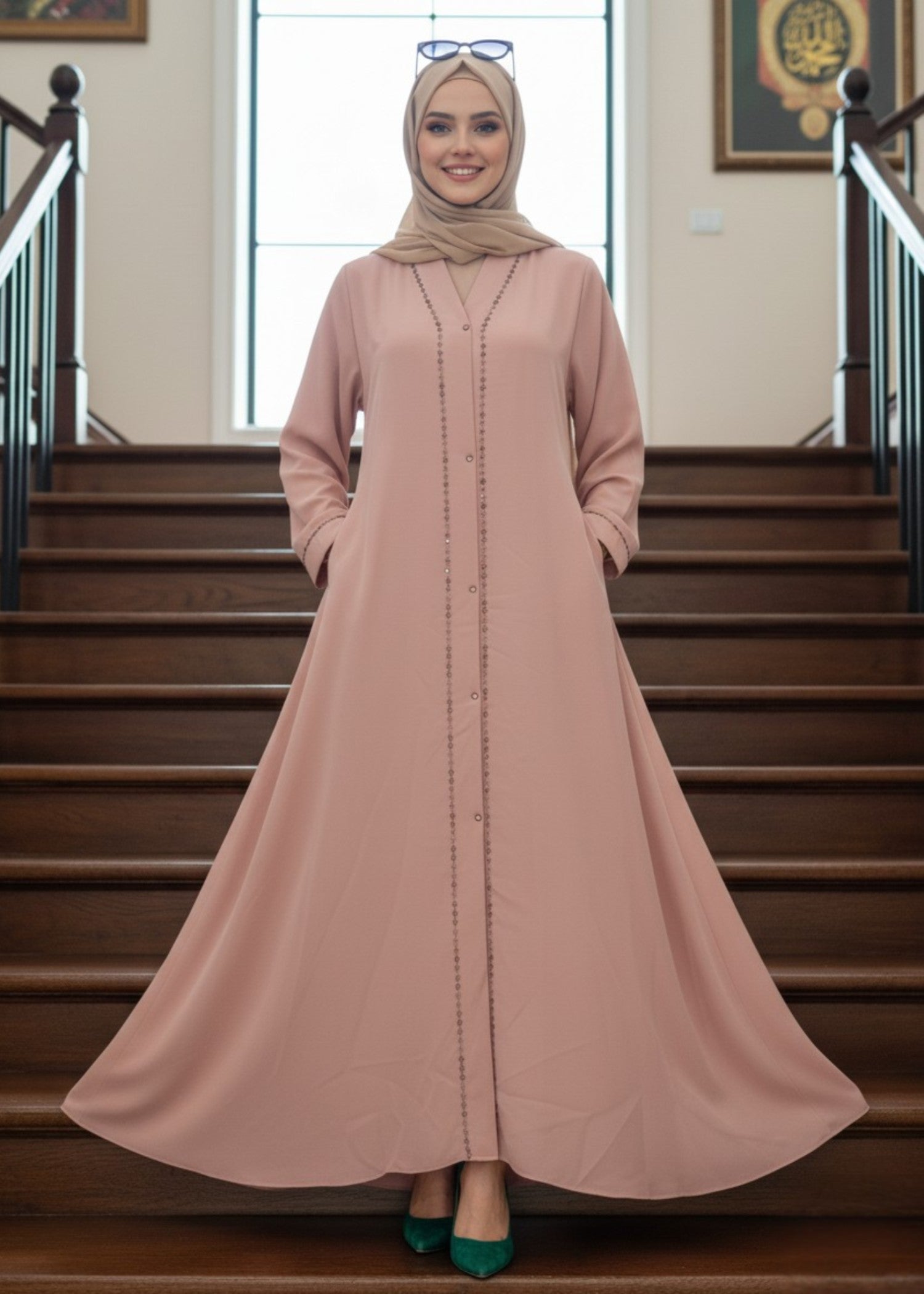 nidha Abaya in Indian pink