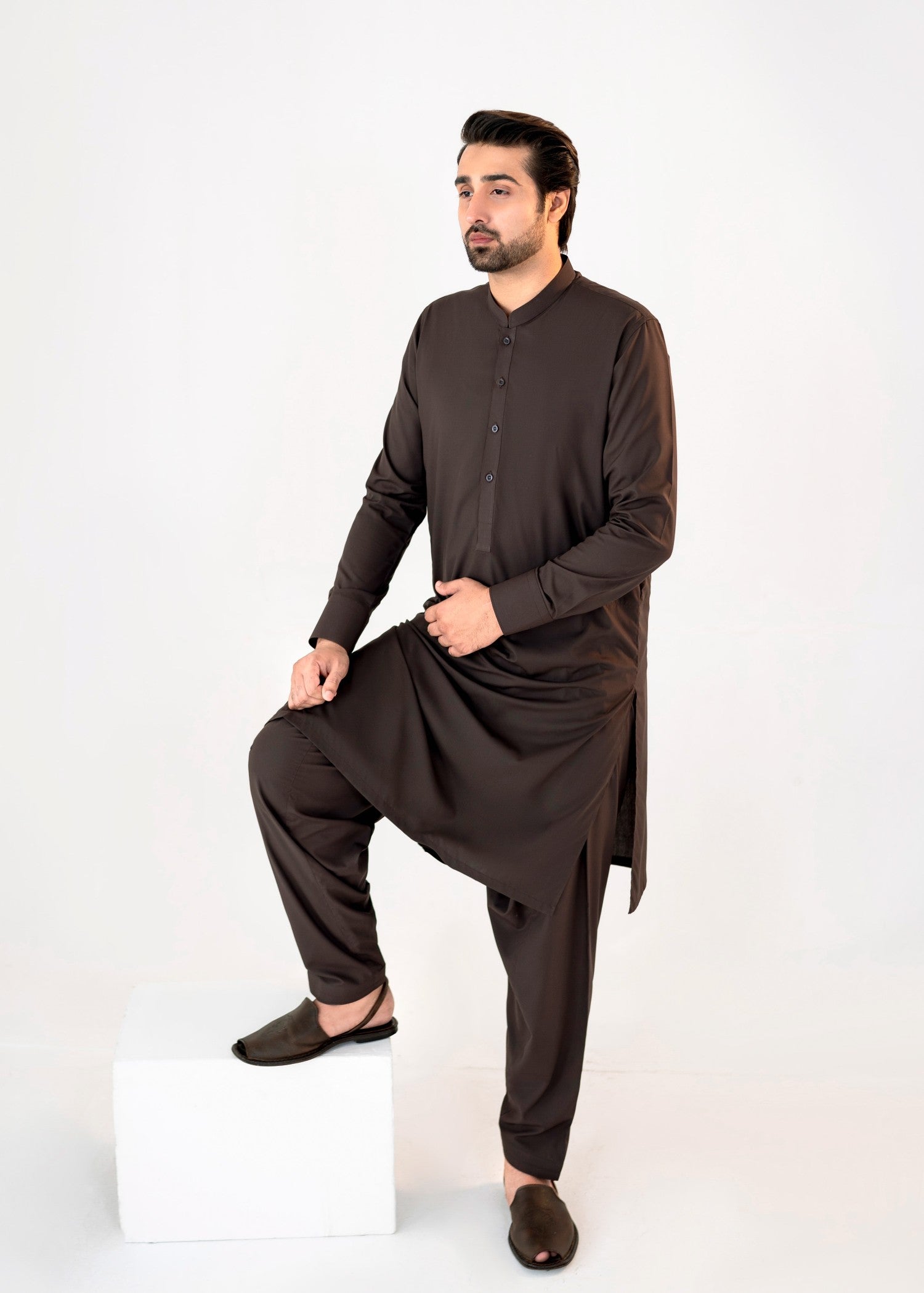 wash & wear Shalwar Kameez in Brunette brown by Divinely Crafted