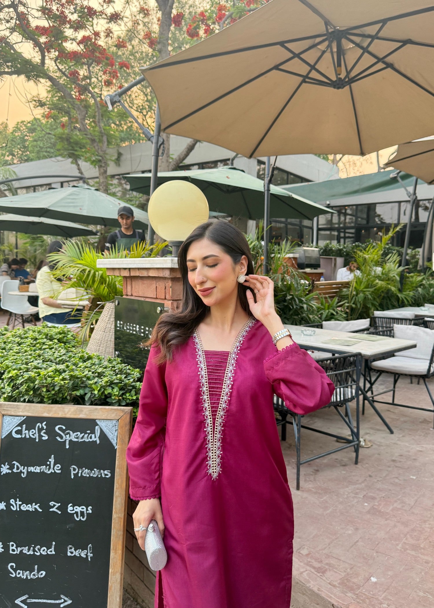 medium silk Kurta Set in Magenta
