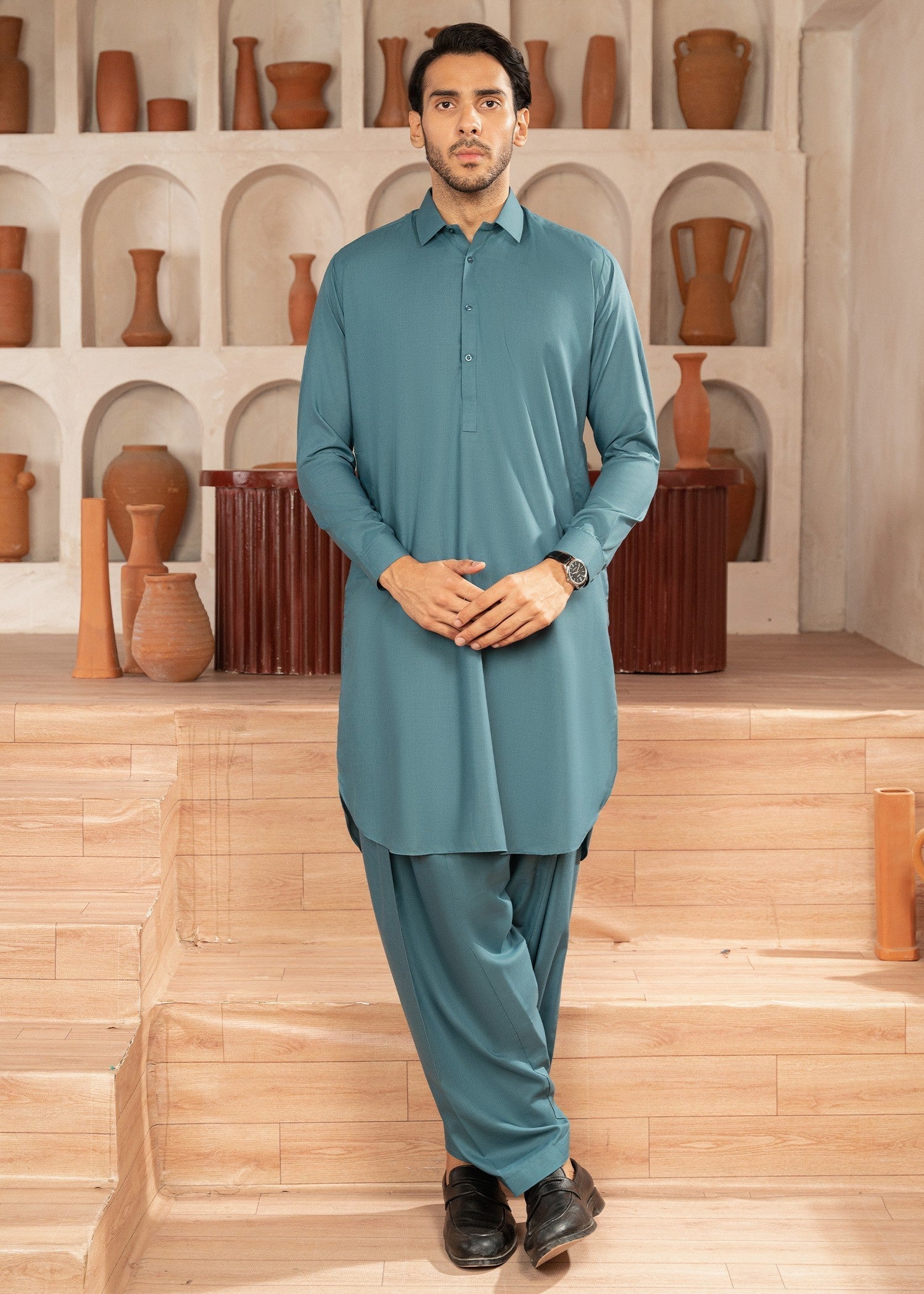 wash & wear Shalwar Kameez in Aquamarine
