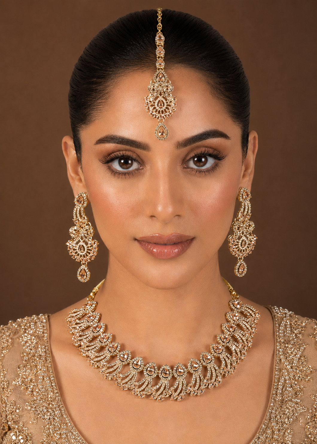 Jewelry Set in Pearl white, gold, champagne Color by - Trendy Women Jewelry Set RZR6081