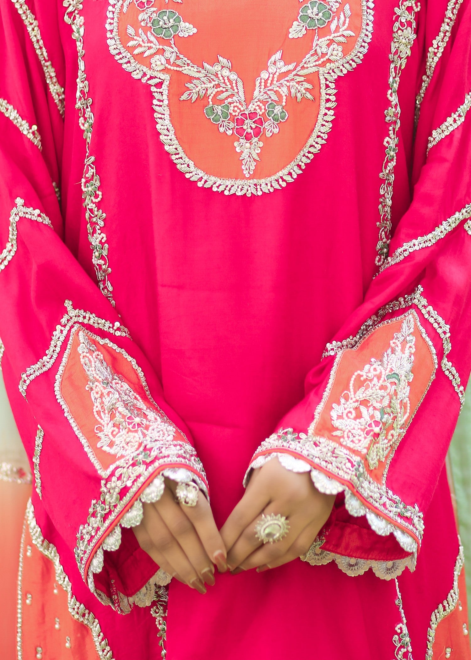 polyester-silk blend Kurta Set in Multi