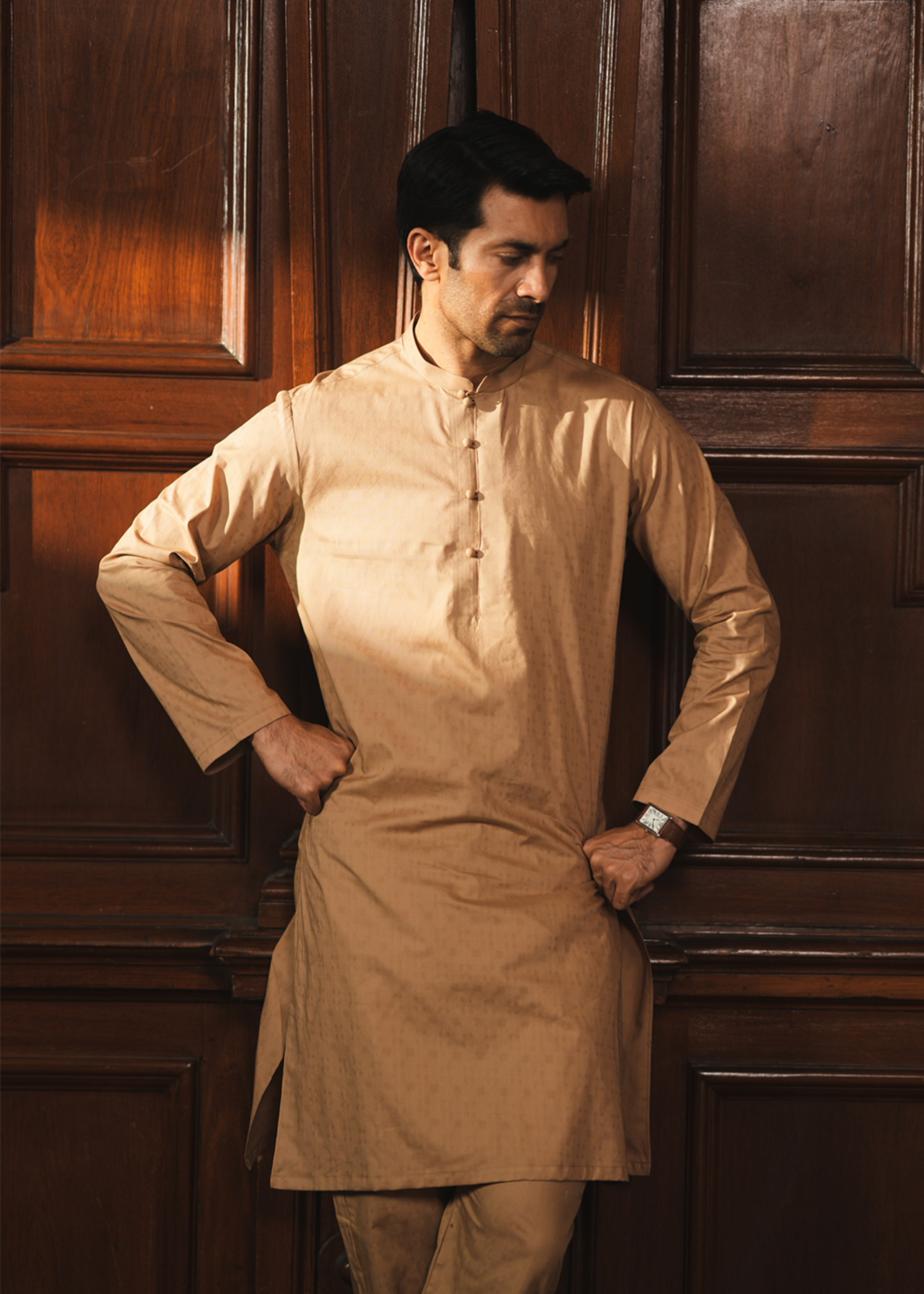 wash & wear Kurta Set in Beige