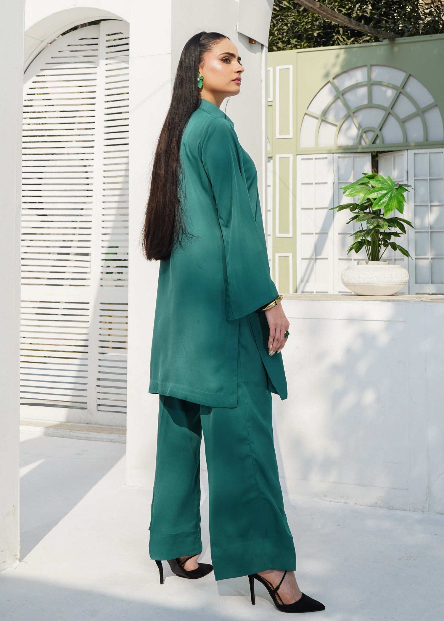silk georgette Co Ord Sets in Teal