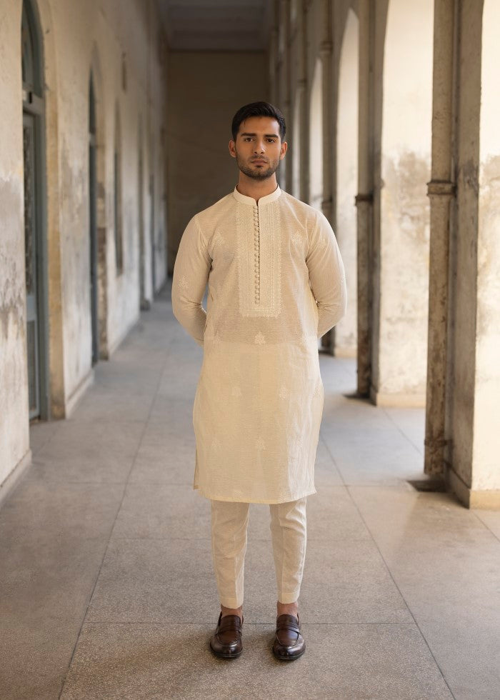 karandi Kurta Set in Ivory