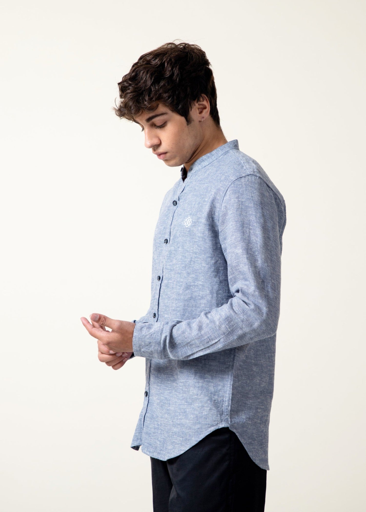 cotton Casual Shirt in Blue by Fabriano