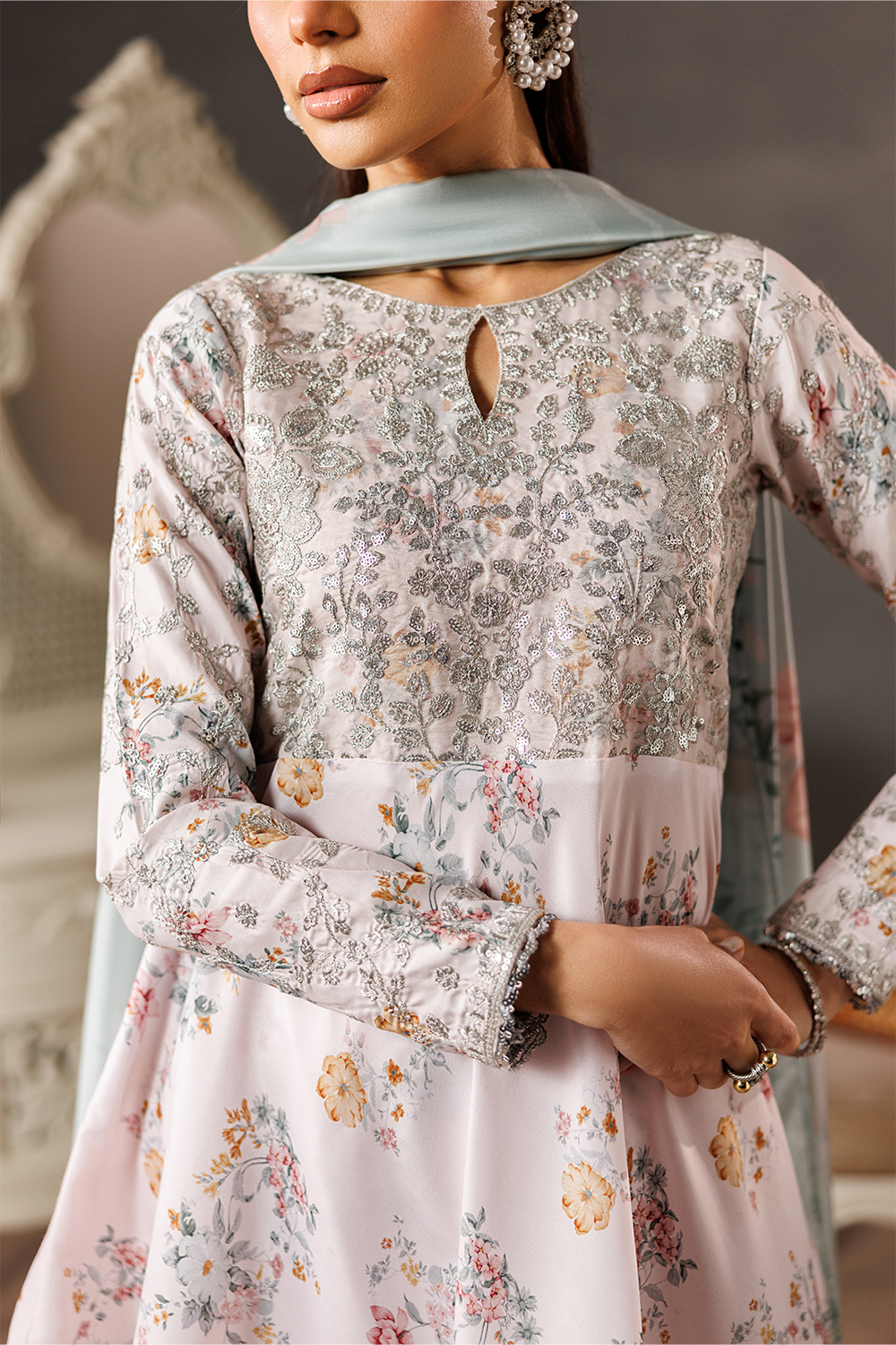 thai silk Sharara in Tea rose pink