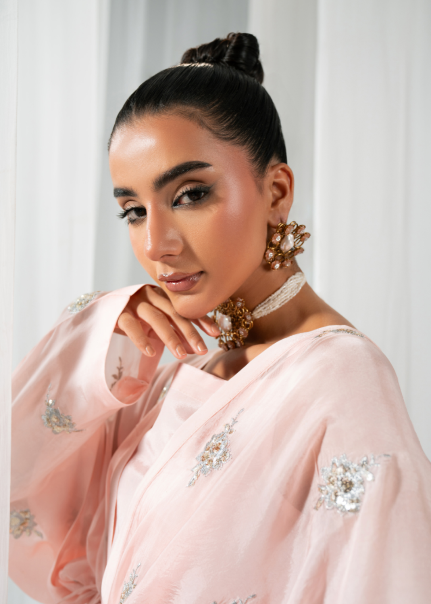 medium silk Co Ord Sets in Baby pink
