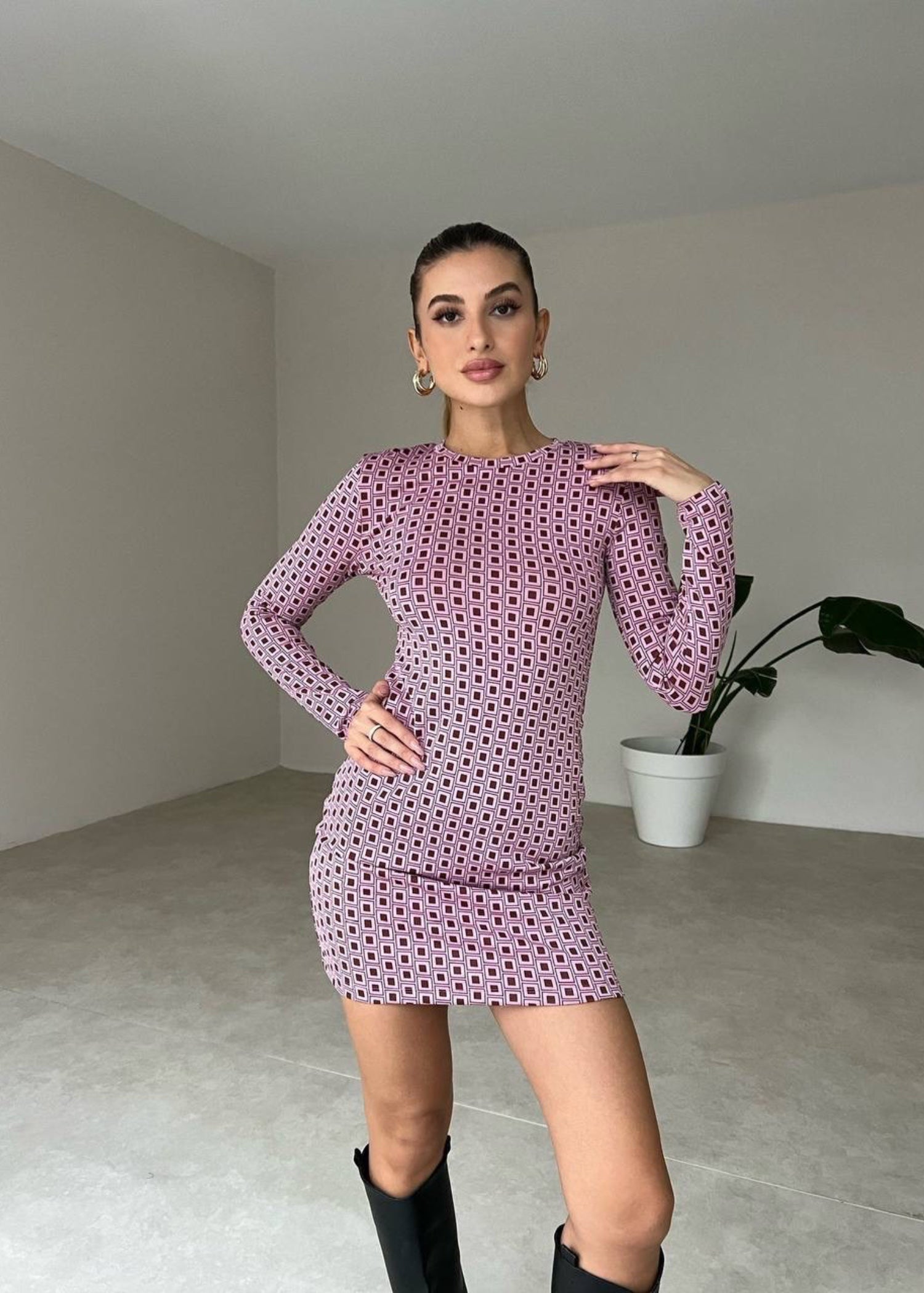jersey knit Dress in Mauve pink